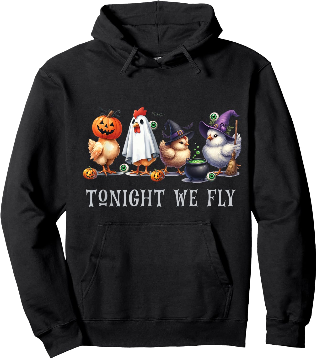 Tonight We Fly Funny Chicken Halloween Costume Spooky Season Hoodie - Hoodie | Black