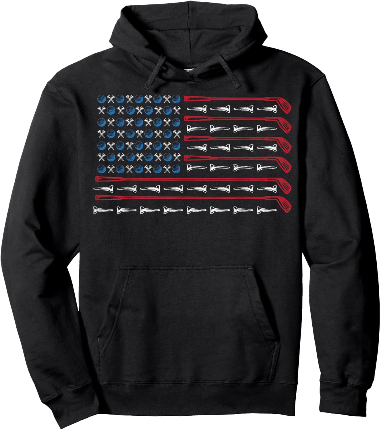 Patriotic American Golfer Flag Golf Club Golf Lover Women Kids Men Hoodie - Hoodie | Black