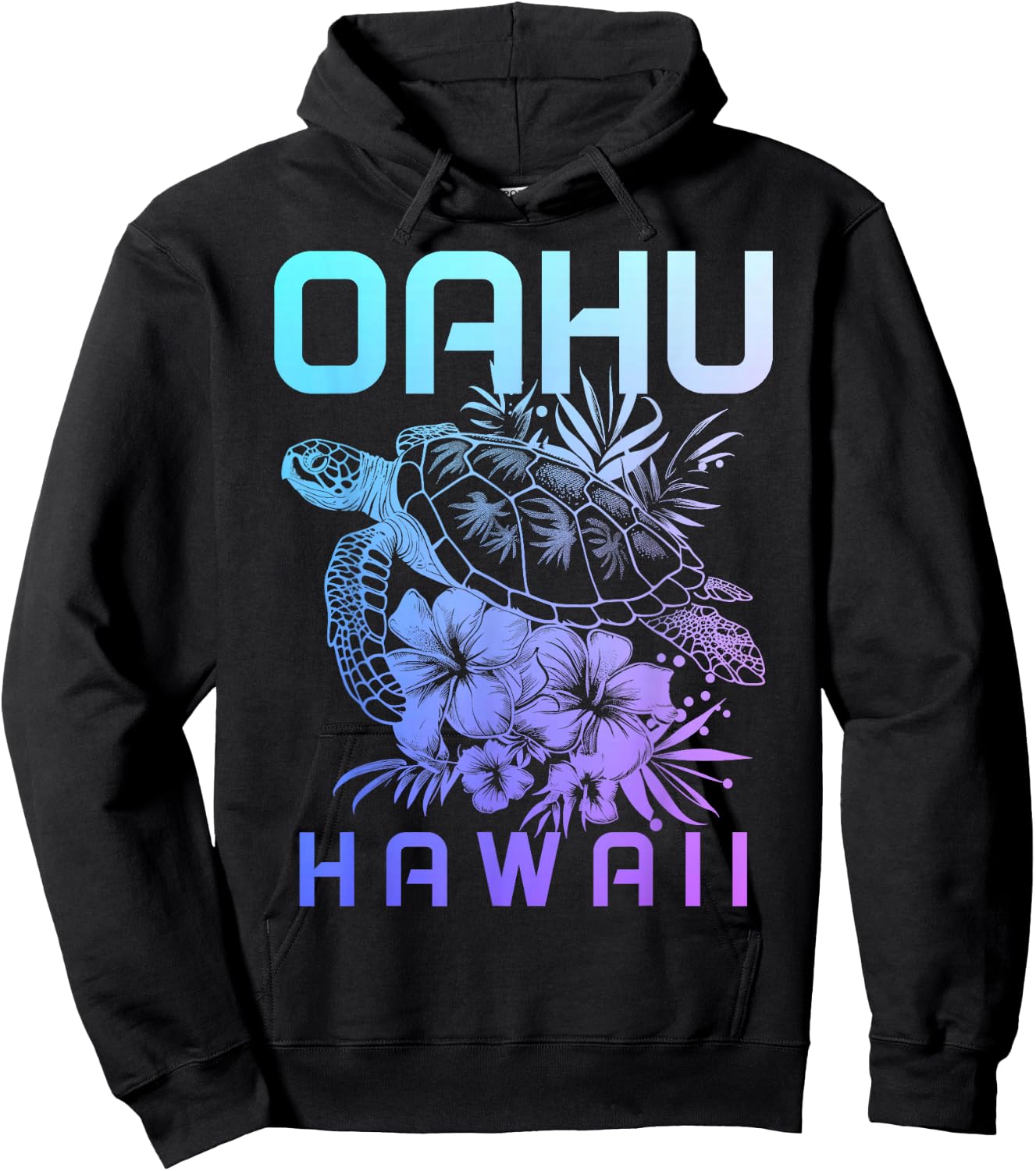 Oahu Hawaii Sea Turtle Hawaiian Surfer Souvenir Hoodie - Hoodie | Black