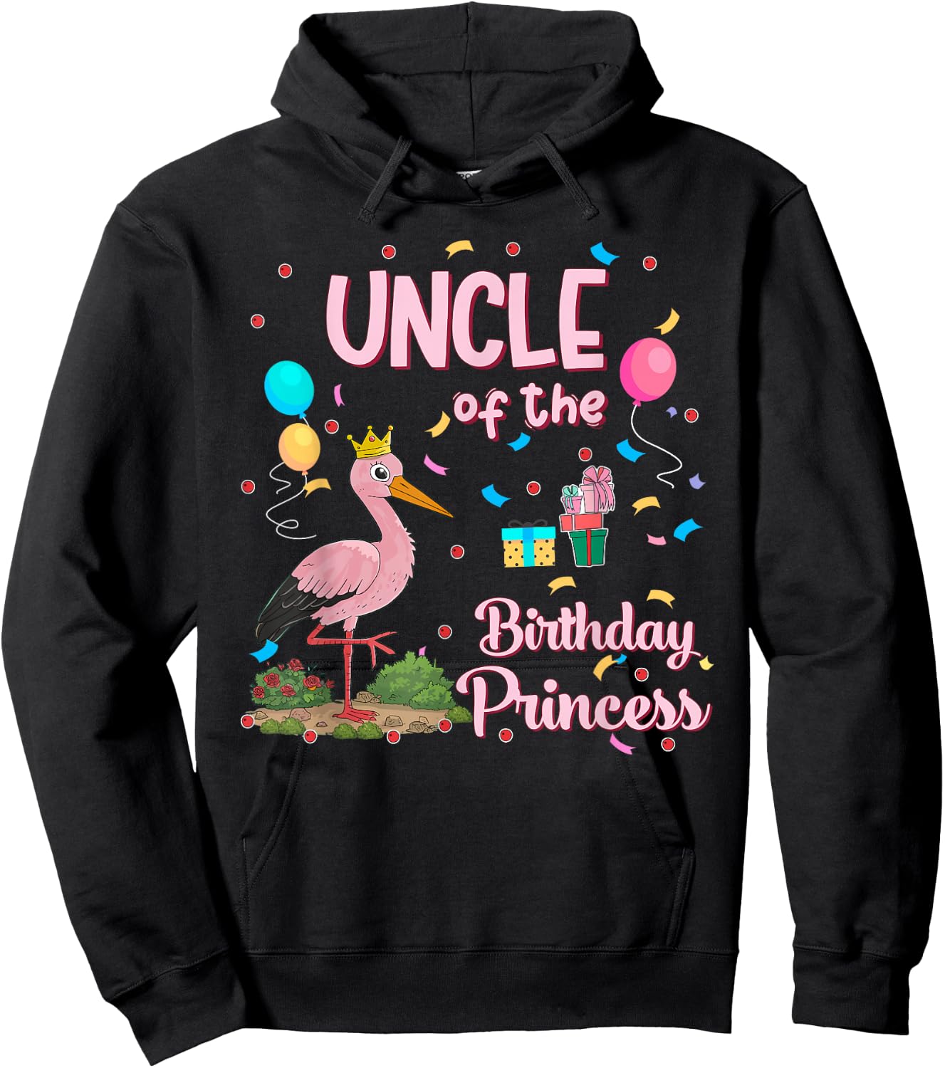 Uncle of the Birthday Princess Pink Flamingo Party Squad Hoodie - Hoodie | Black