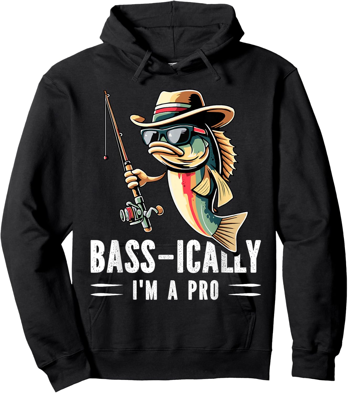 Bass-ically, I'm a Pro Bass Fishing Apparel Kids Hoodie - Hoodie | Black