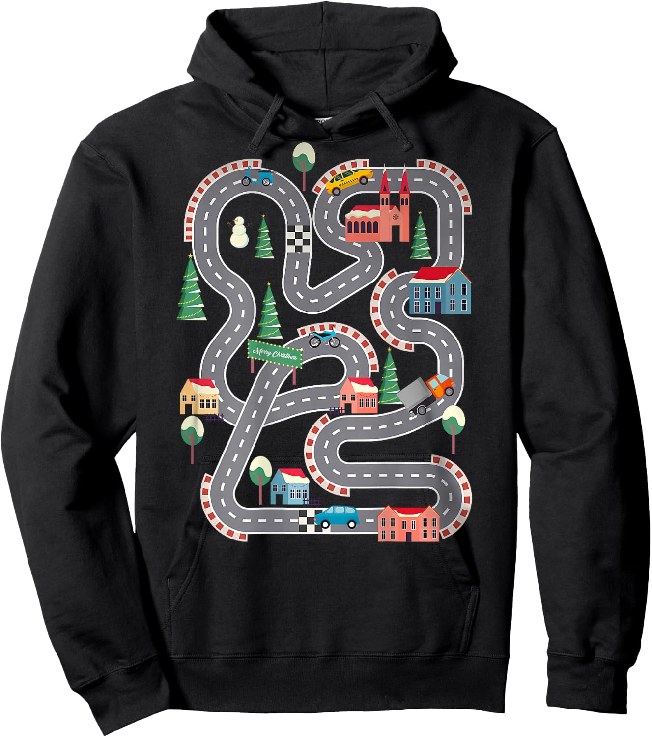 Kid Play Cars On Dad Back Race Track Mat Father's Day Hoodie - Hoodie | Black