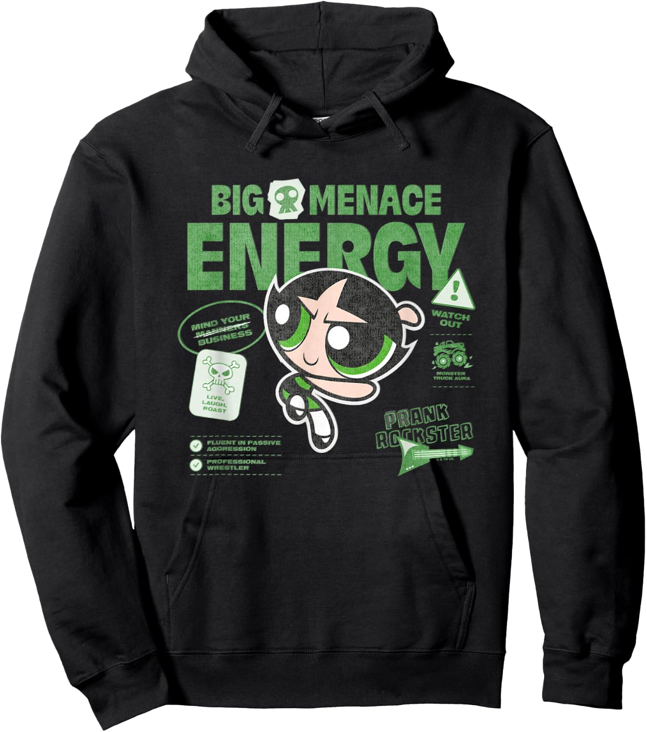 The Powerpuff Girls Buttercup Big Menace Energy Watch Out! Hoodie - Hoodie | Black