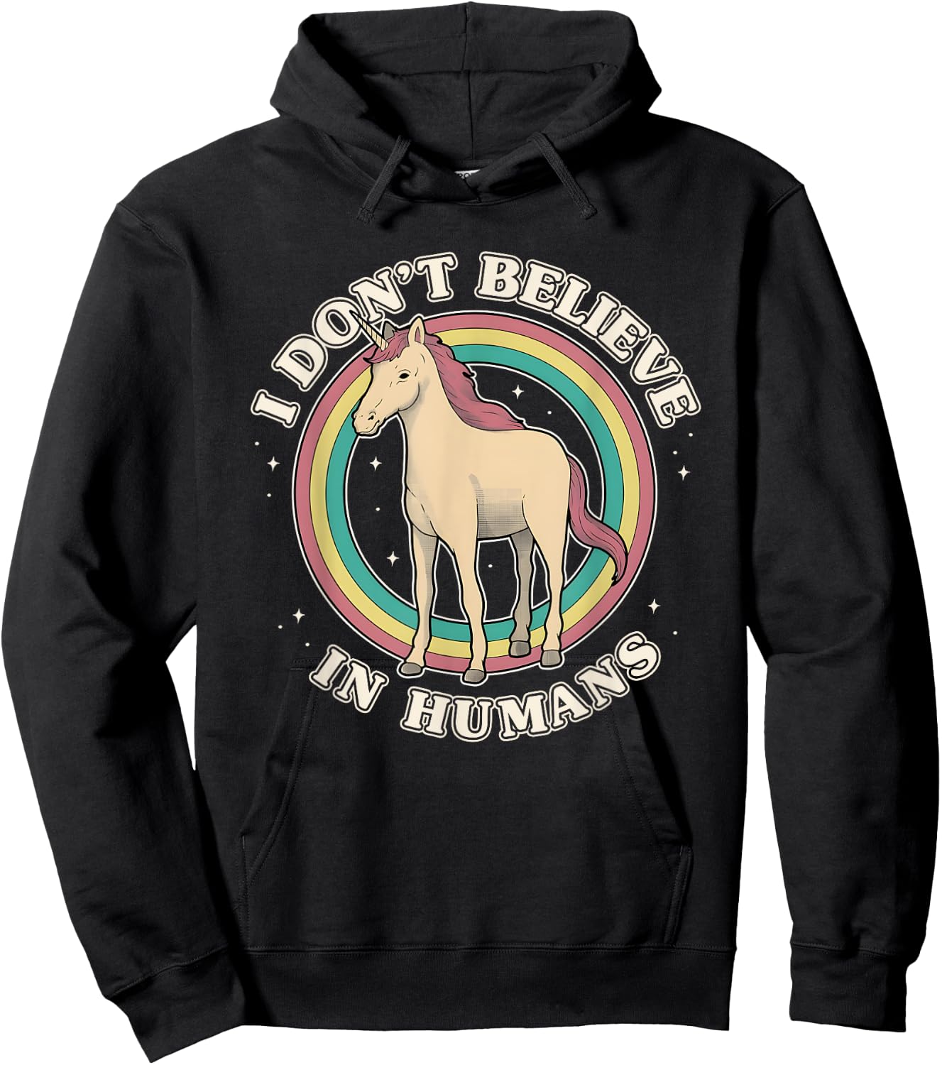 Unicorn Rainbow I Don’t Believe In Humans Hoodie - Hoodie | Black
