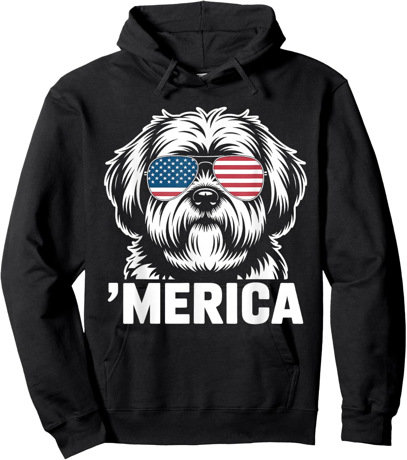 Patriotic USA American Flag 4th of July Lhasa Apso Hoodie - Hoodie | Black