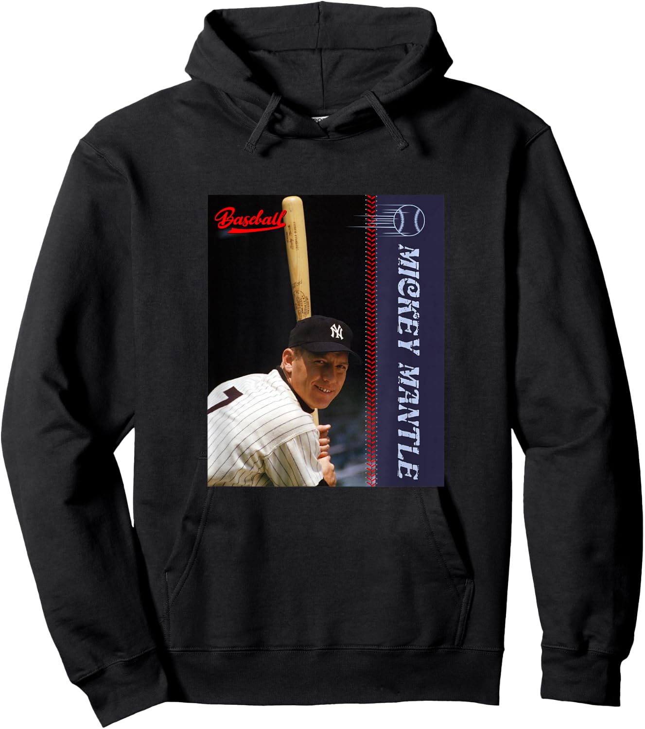 Mickey Mantle_Baseball_002 Hoodie - Hoodie | Black