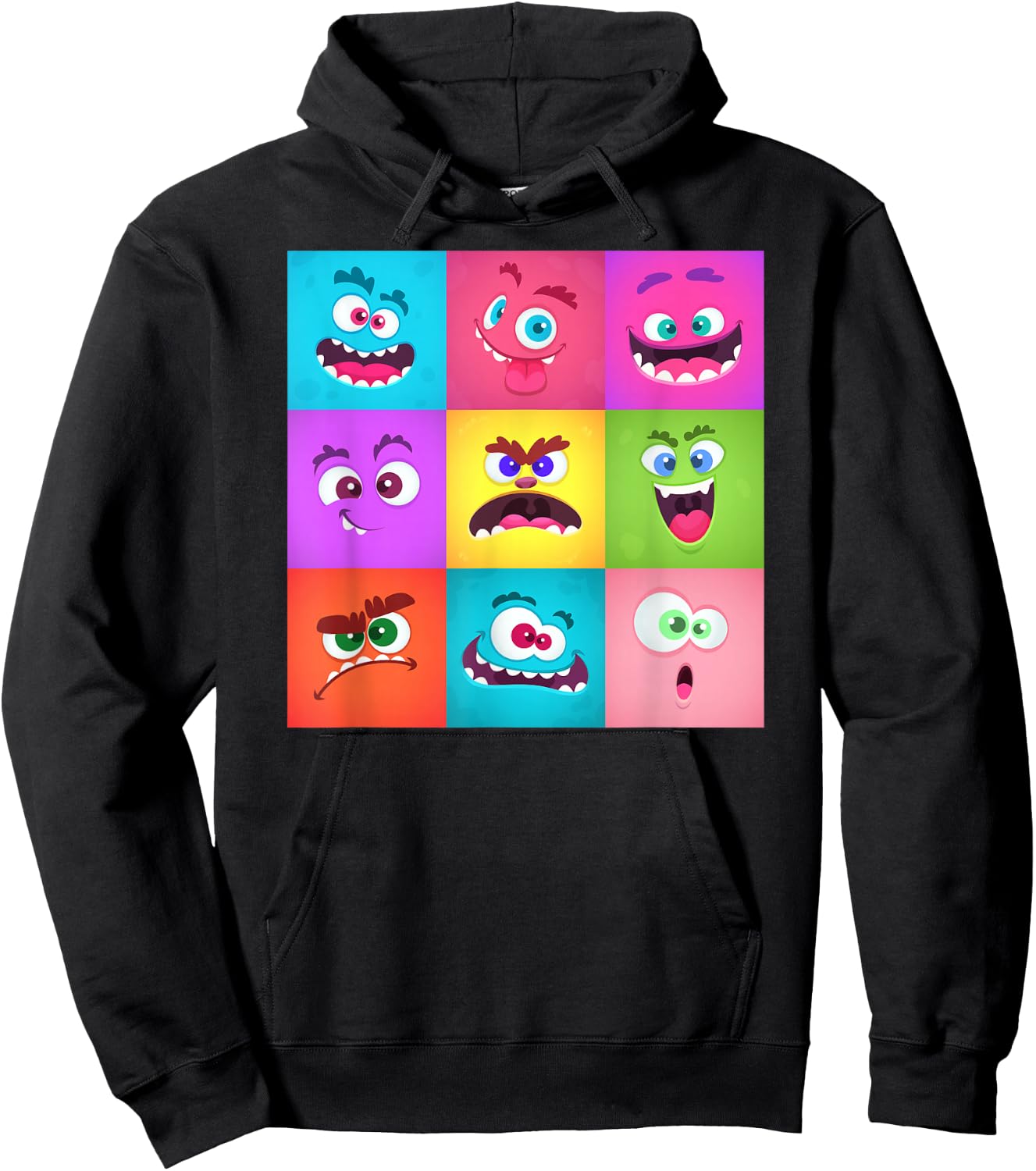 Cute Monster Face Emotion Halloween Costume Gift Hoodie - Hoodie | Black