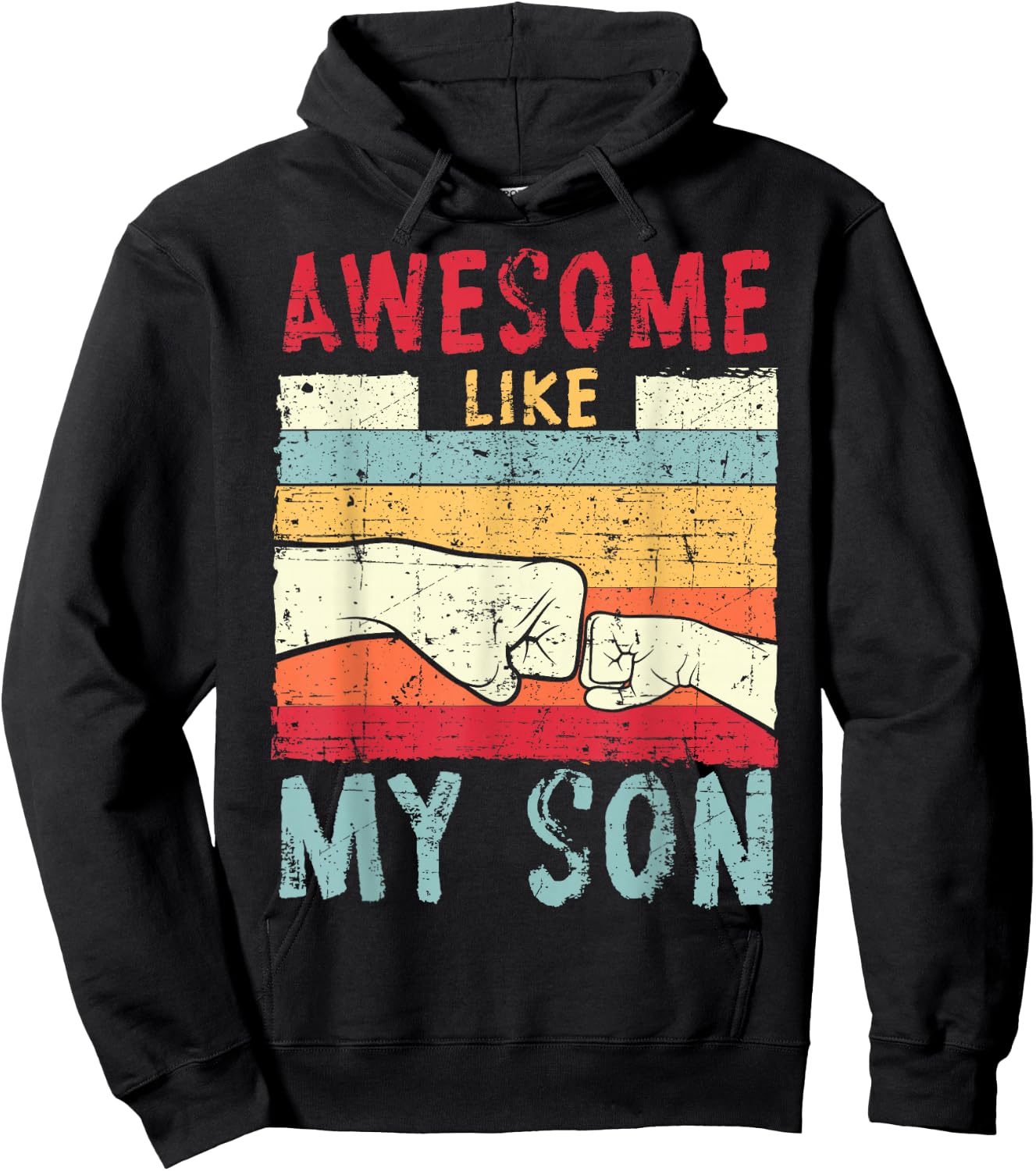 Awesome Like My Son Father's Day Daddy Dad Vintage Retro Hoodie - Hoodie | Black