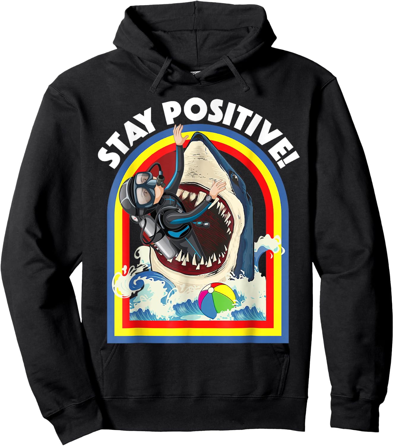 Stay Positive - Shark Lover Wildlife Ocean Sea Animal Lover Hoodie - Hoodie | Black