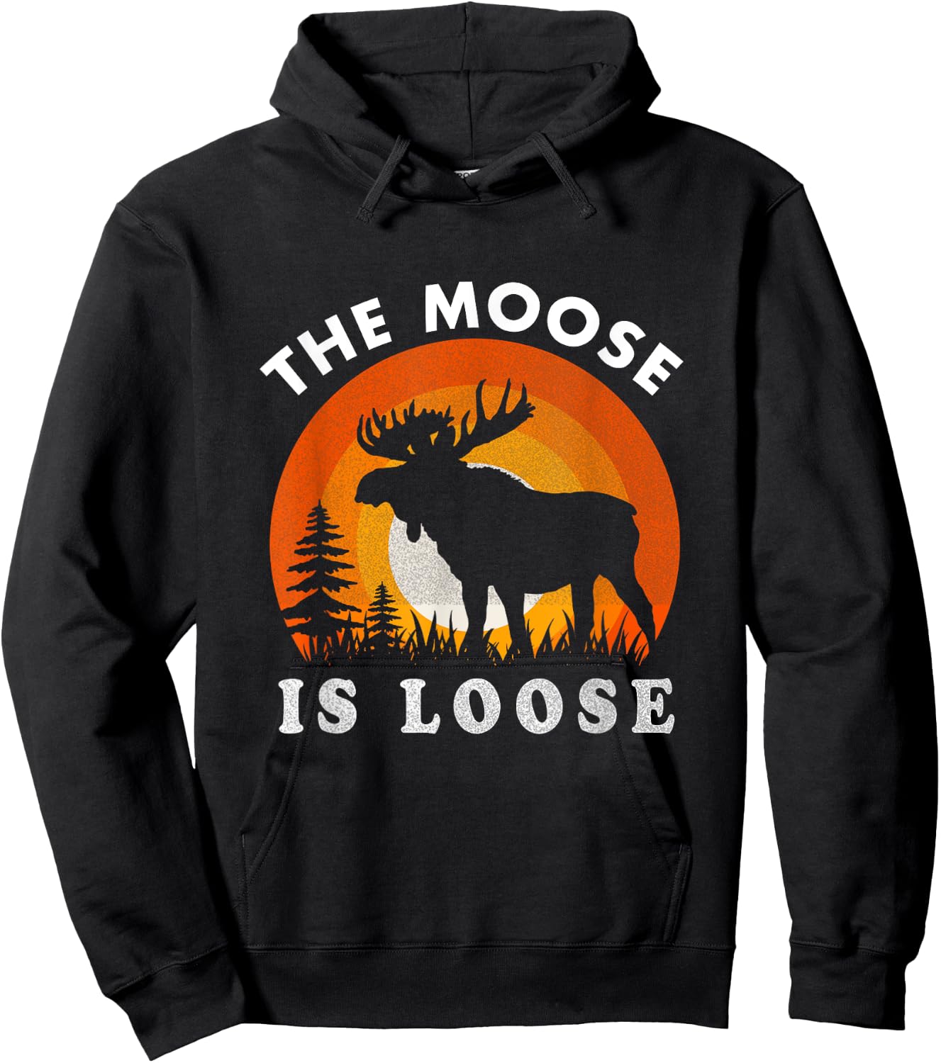 Retro Vintage Moose Is Loose Funny Moose Lover Hoodie - Hoodie | Black