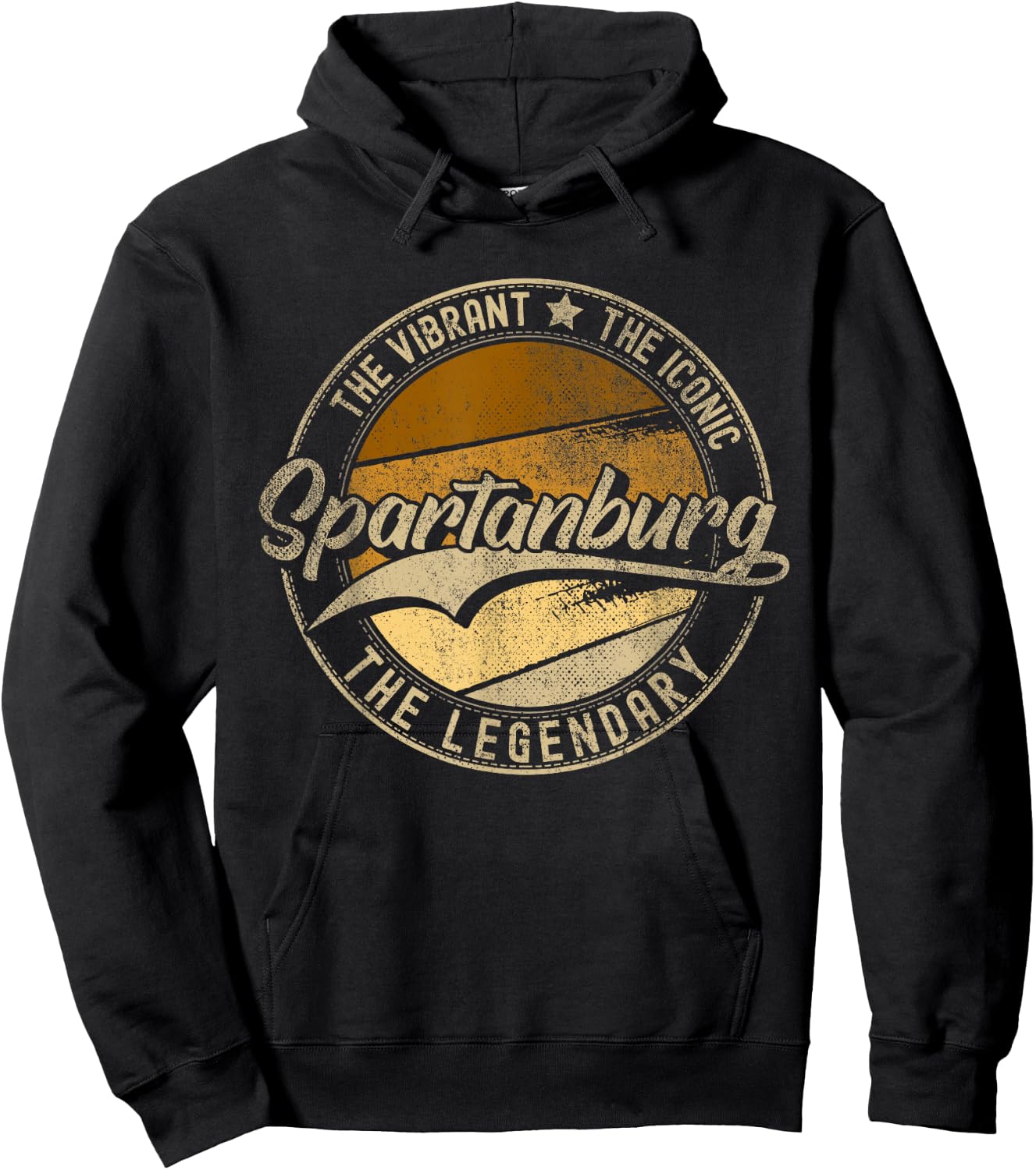 Spartanburg SC | South Carolina | Vintage Distressed Hoodie - Hoodie | Black