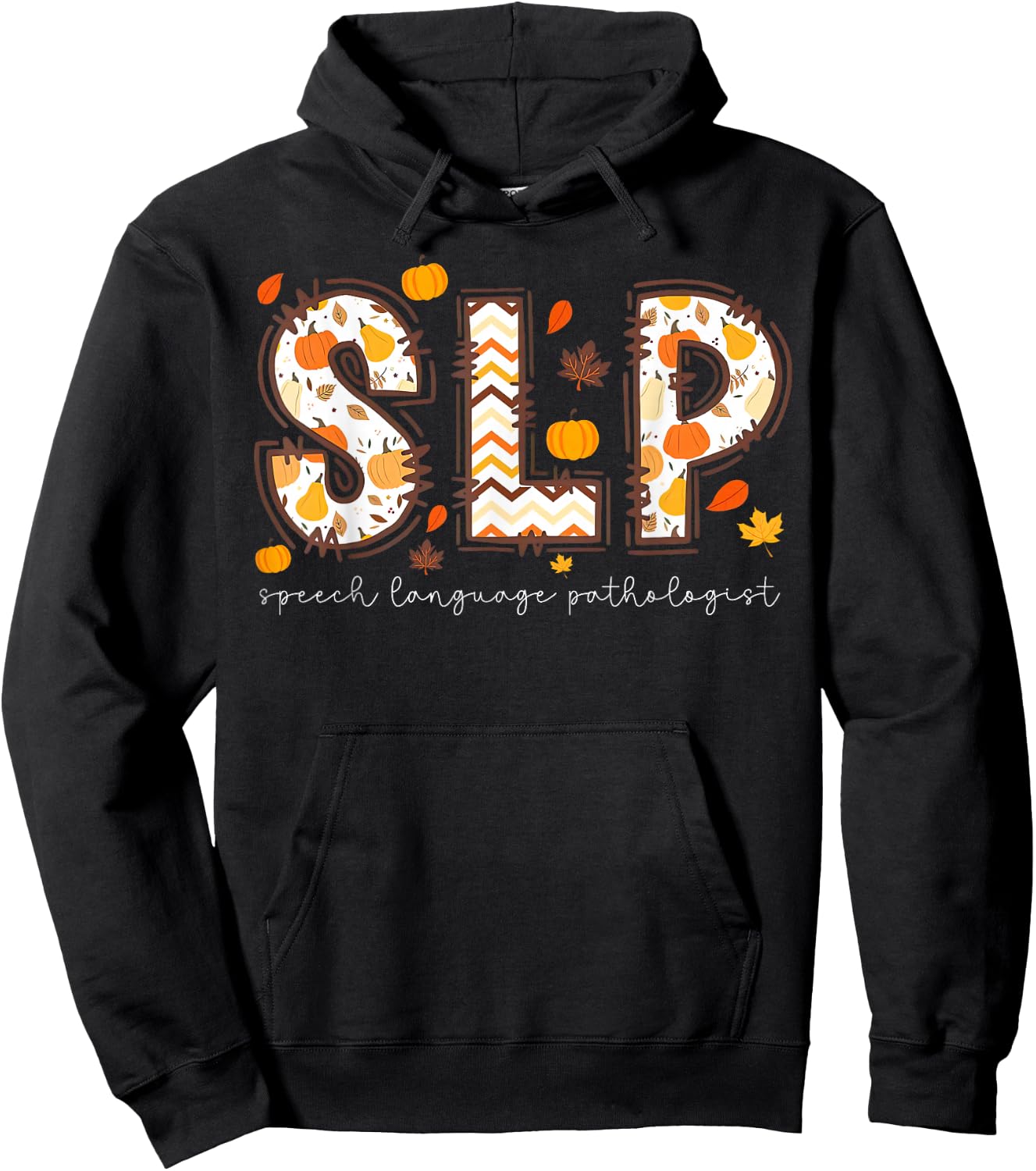 Retro Slp Speech Language Pathologist Pumpkin Fall Autumn Hoodie - Hoodie | Black