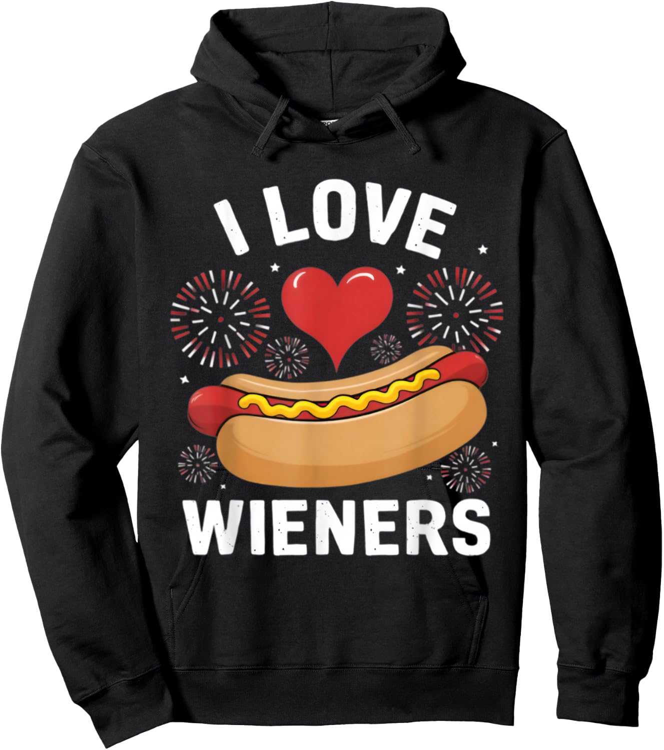 I Love Wieners Funny Fourth of July Hot Dog Hoodie - Hoodie | Black