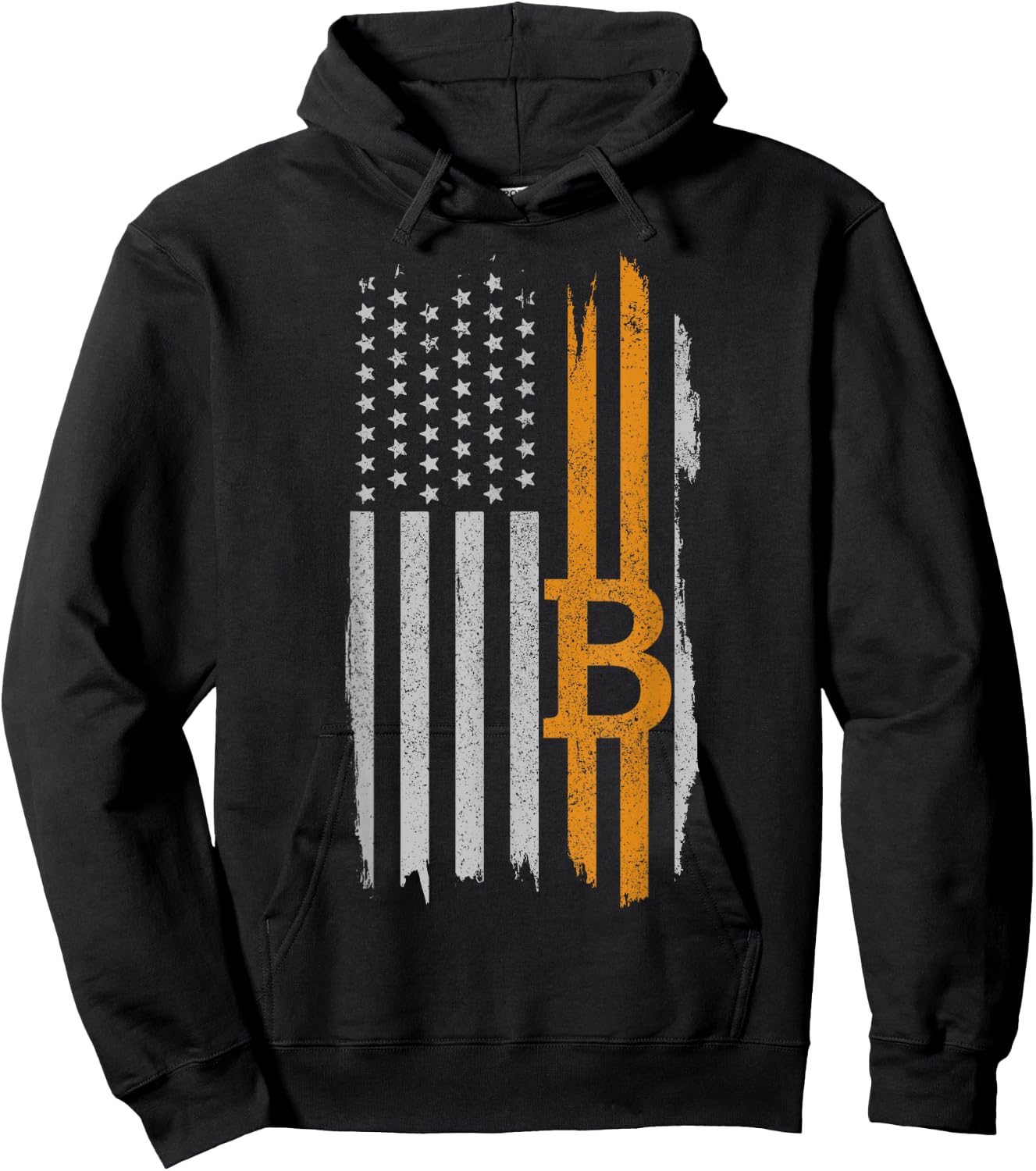 Bitcoin American Flag Patriotic Cryptocurrency HODL Hoodie - Hoodie | Black