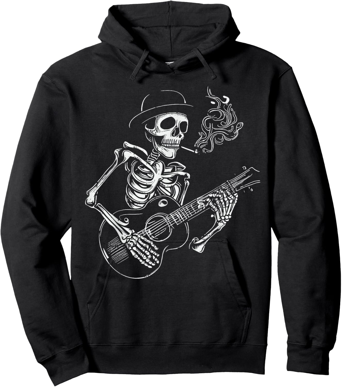 Skeleton Guitar PLayer Halloween Bones Guitarist Musician Hoodie - Hoodie | Black