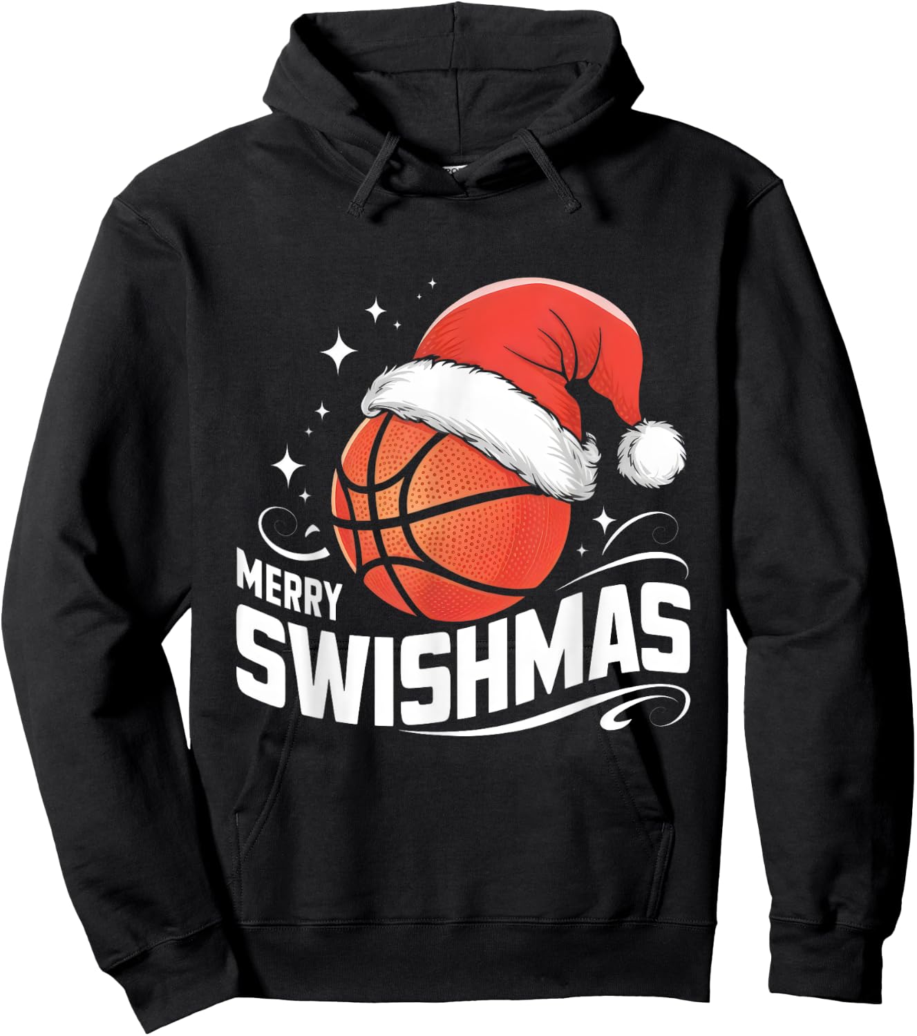 Merry Swishmas Ugly Christmas Basketball Player Xmas Funny Hoodie - Hoodie | Black