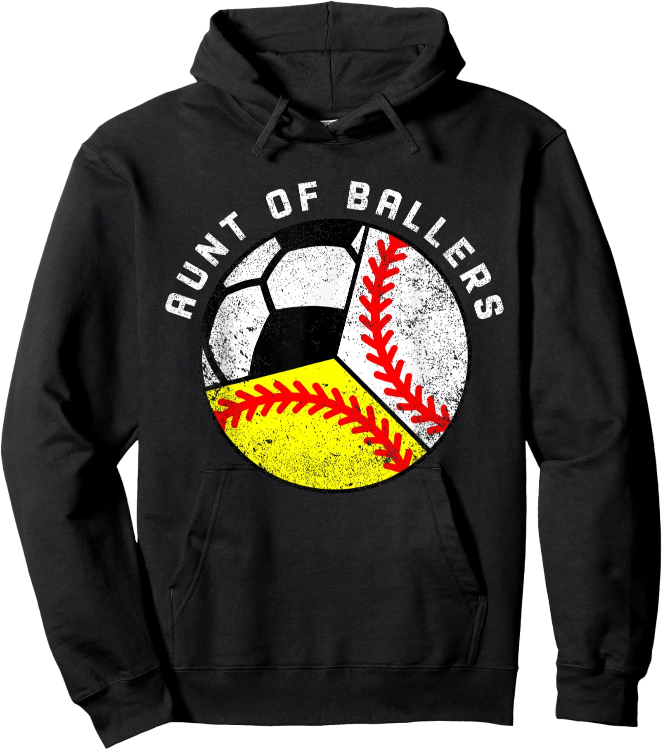 Aunt Of Ballers Funny Baseball Softball Soccer Player Aunt Hoodie - Hoodie | Black