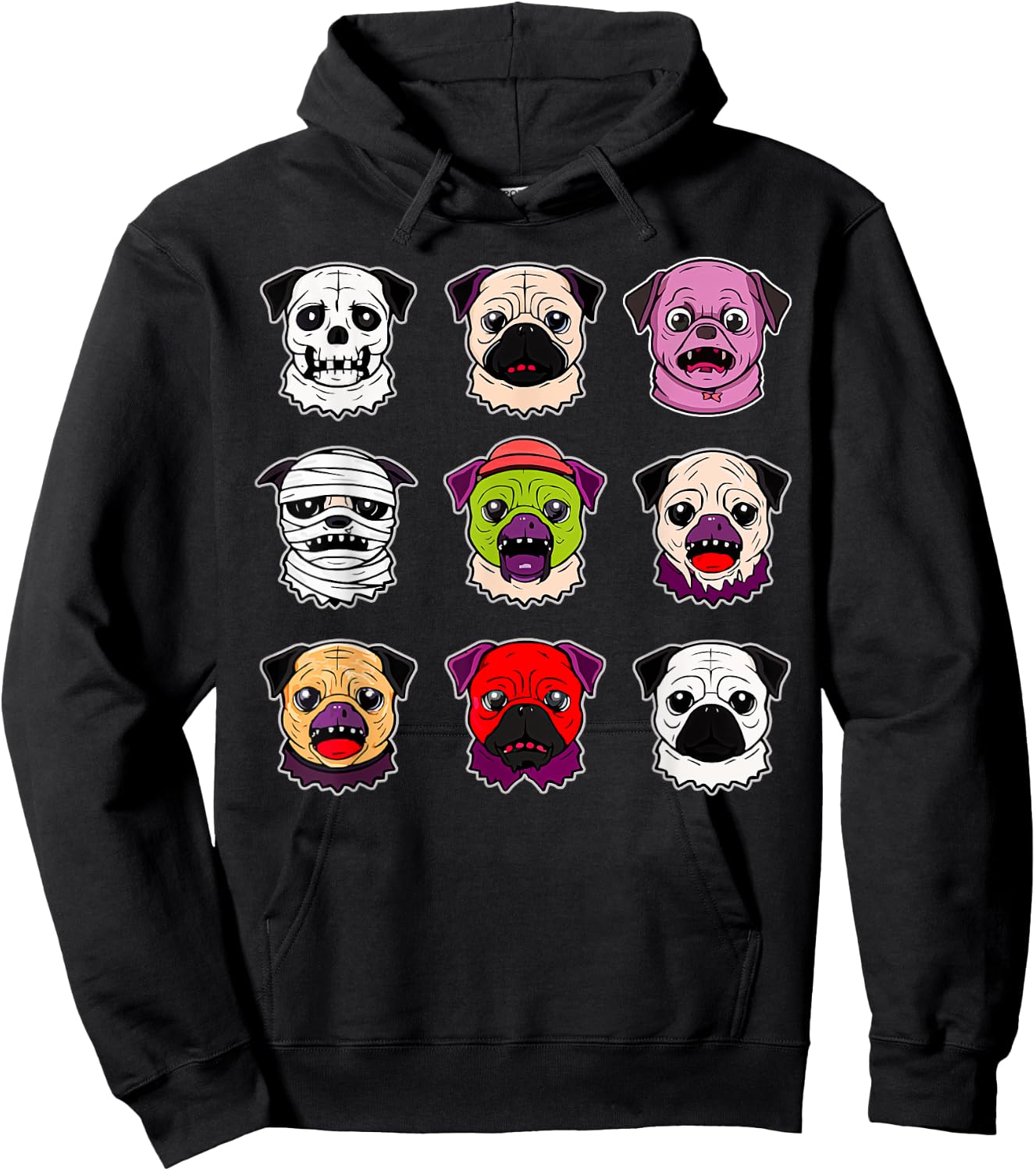 Pug Halloween Costume Spooky Ghost Pumpkin Pug Halloween Hoodie - Hoodie | Black