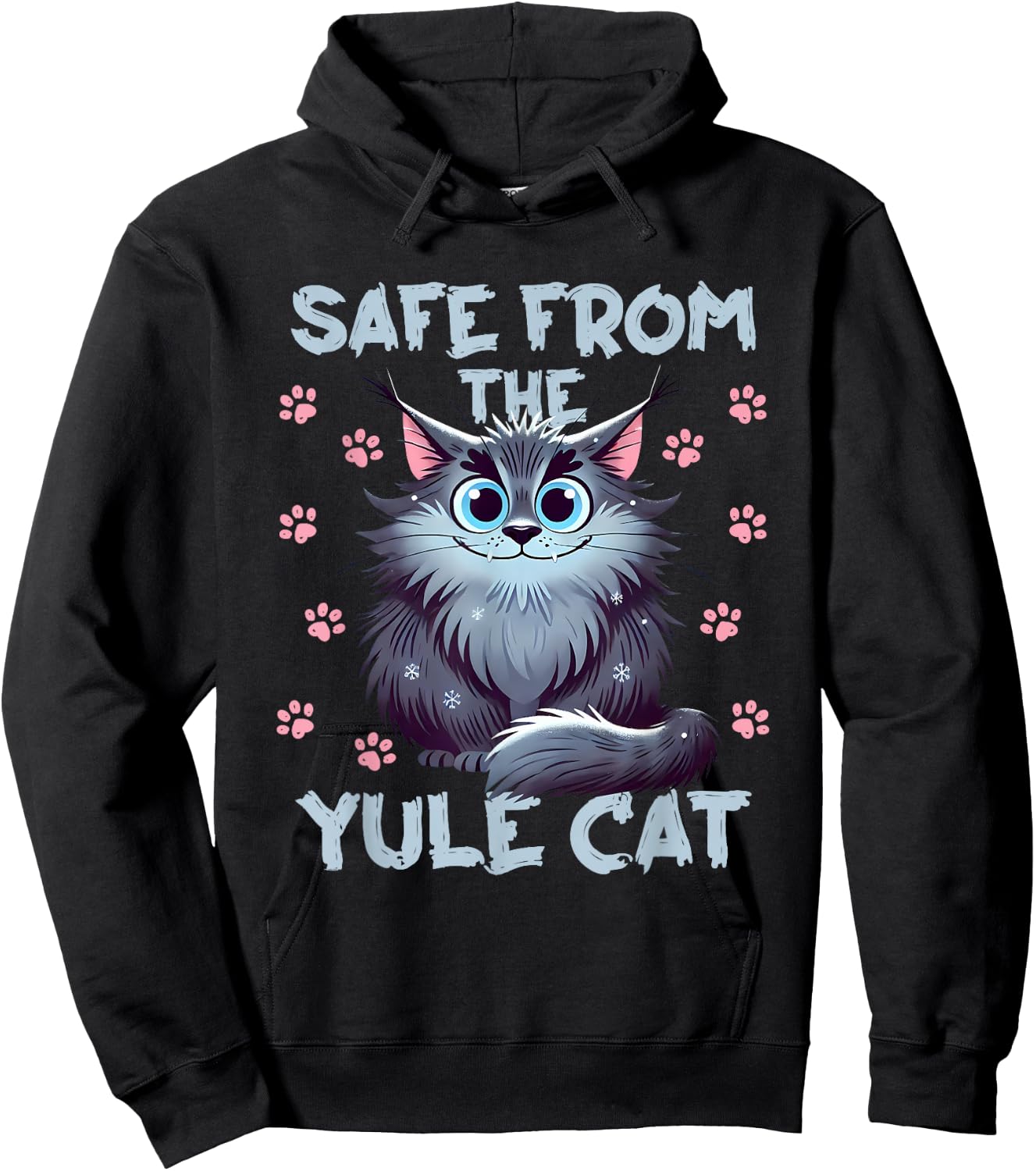 Safe From the Yule Cat Jolakotturinn Icelanic Folklore Women Kids Hoodie - Hoodie | Black
