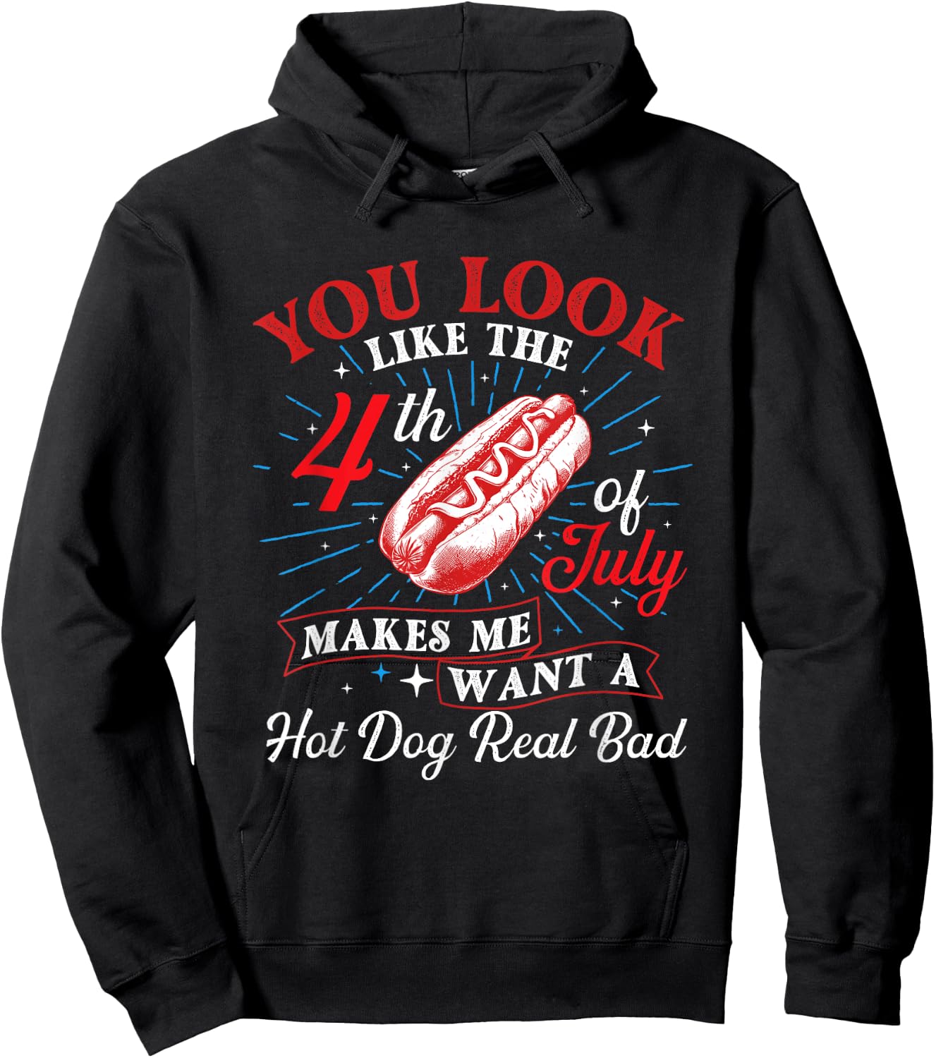 Makes Me Want A Hot Dog - USA American Flag 4th of July Women Men Hoodie - Hoodie | Black