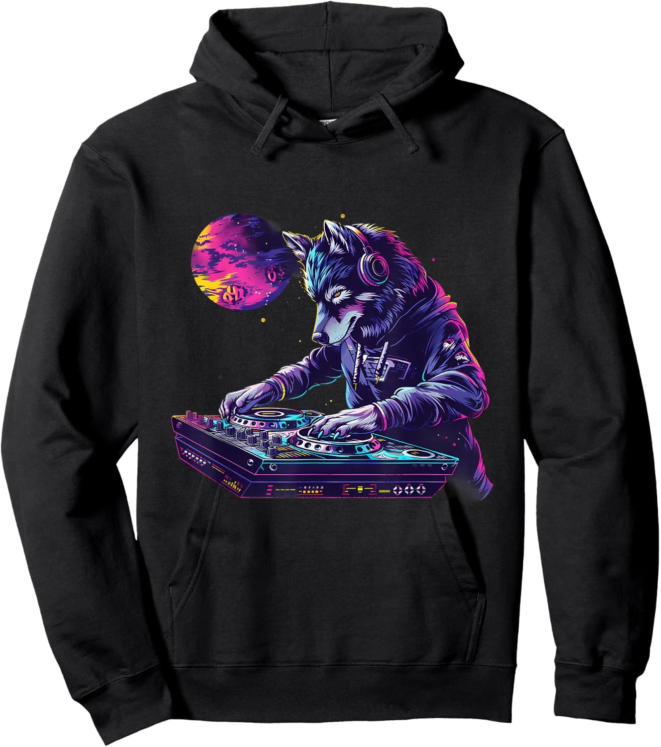 DJ Wolf Turntable DJ Wolf Beatmaker Dance Music Wolf Lover Hoodie - Hoodie | Black