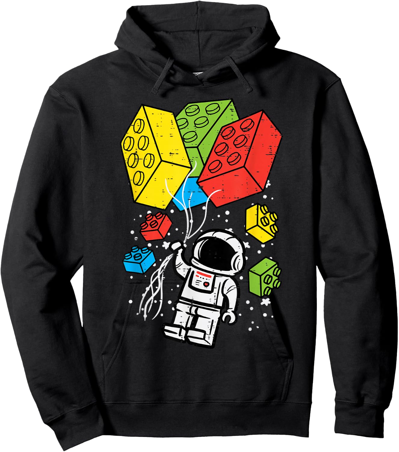 Astronaut Block Building Balloons Space Toddler Boys Kids Hoodie - Hoodie | Black