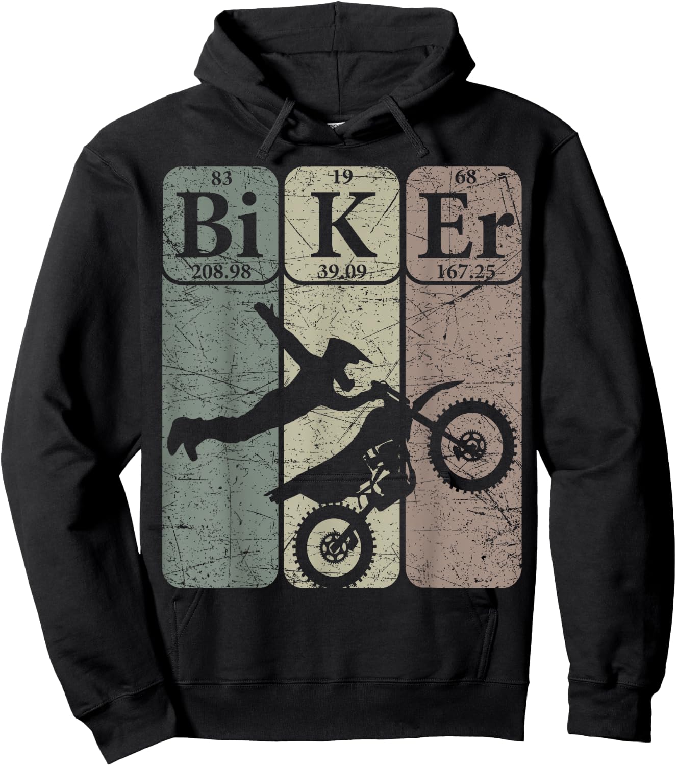 Biker Periodic Table Elements Motocross Bike Nerd Vintage Hoodie - Hoodie | Black