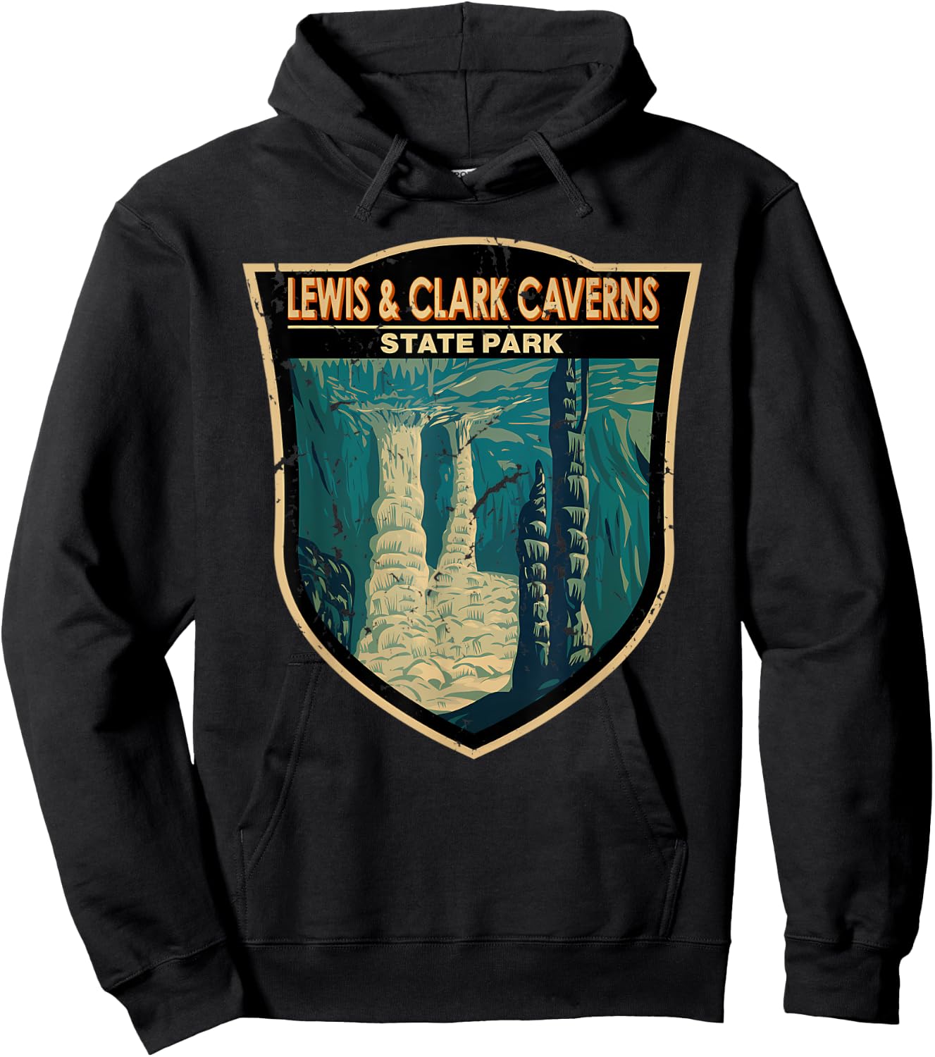 Vintage Lewis And Clark Caverns State Park Montana Badge Hoodie - Hoodie | Black
