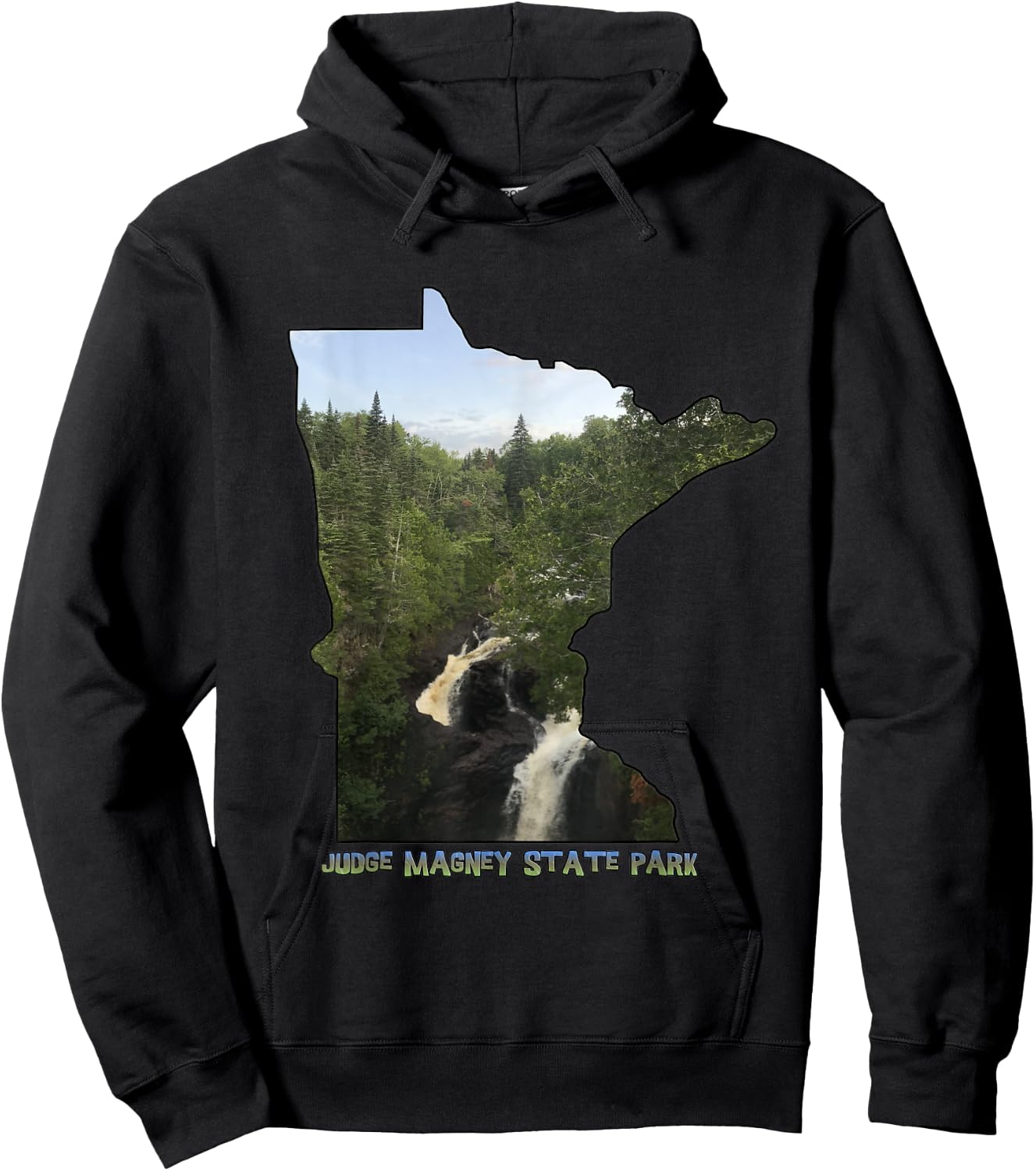 Minnesota Outline (Devil's Kettle in Judge Magney State Park Hoodie - Hoodie | Black