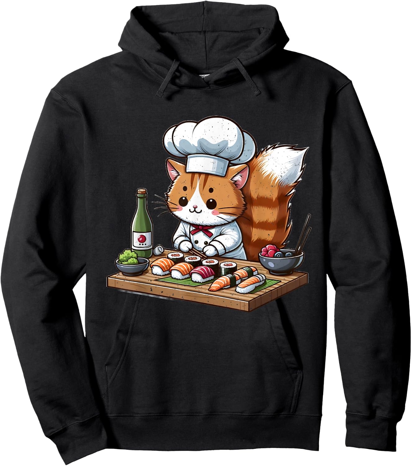 Cat Chef Making Sushi Hoodie - Hoodie | Black
