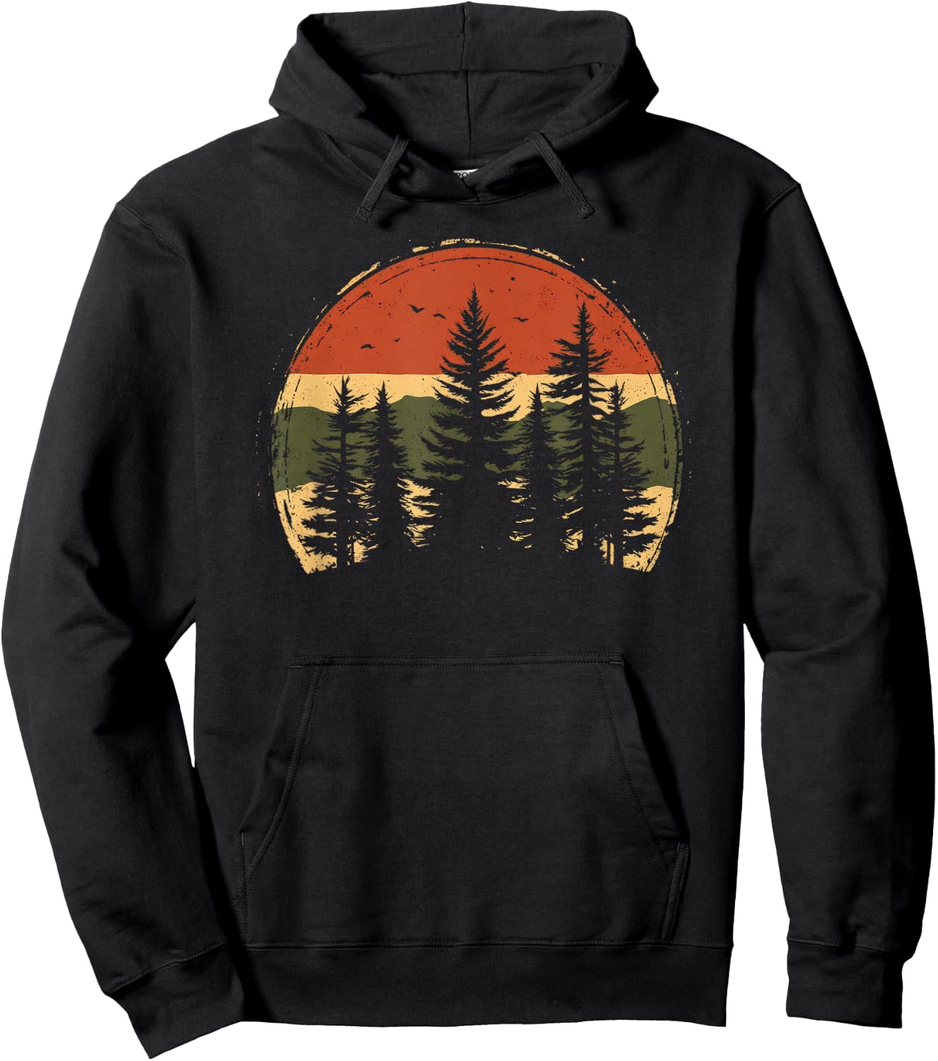Retro Wilderness Bear Trees Reflection Outdoor Forest Hoodie - Hoodie | Black