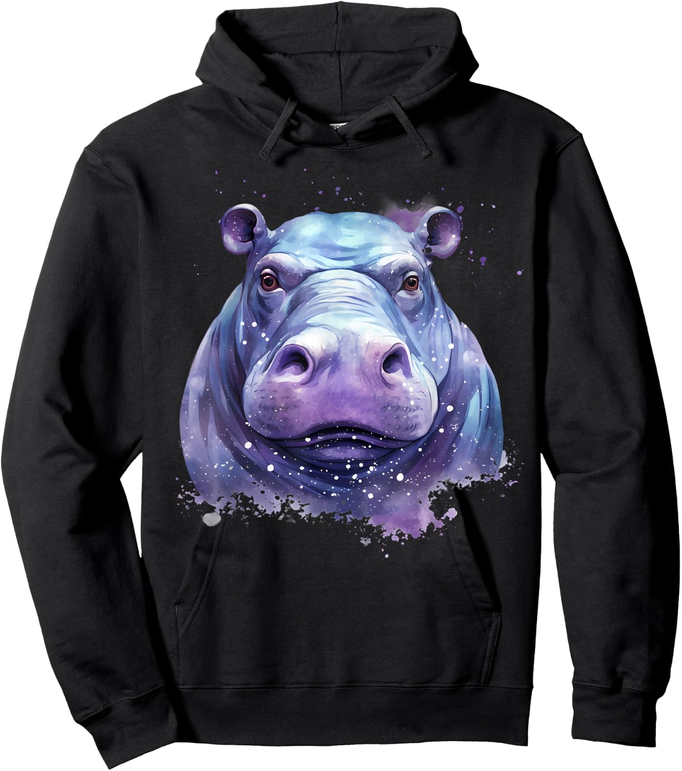 Hippo Portrait Wildlife Colourful Animal Print Hippopotamus Hoodie - Hoodie | Black