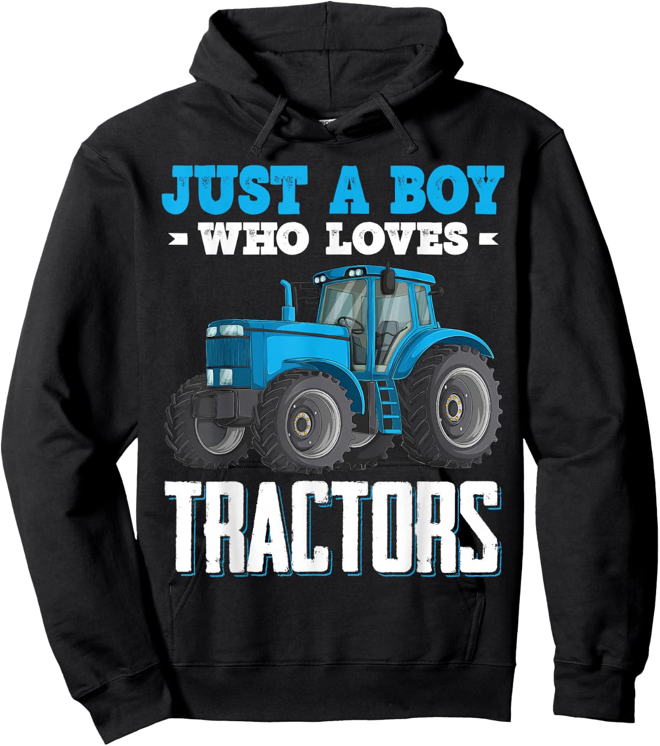 Just A Boy Who Loves Tractors Farm Trucks Boys Toddlers Kids Hoodie - Hoodie | Black