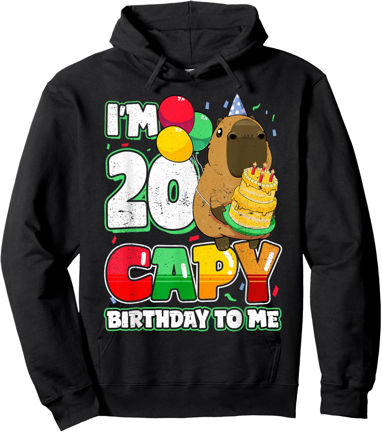 20 Years Capy Birthday to me 20th Birthday Capybara Hoodie - Hoodie | Black