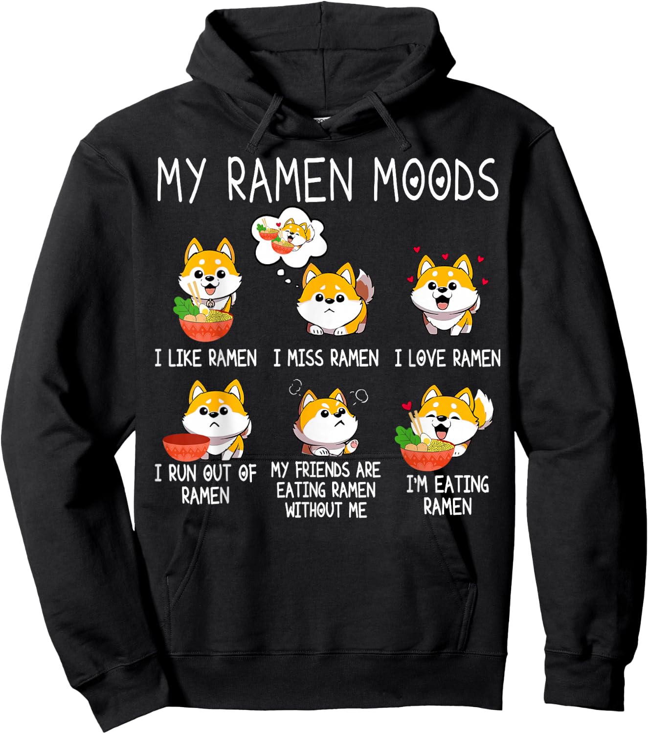 Ramen Shiba Inu Dog Lover Japanese Noodles Women Kid Hoodie - Hoodie | Black