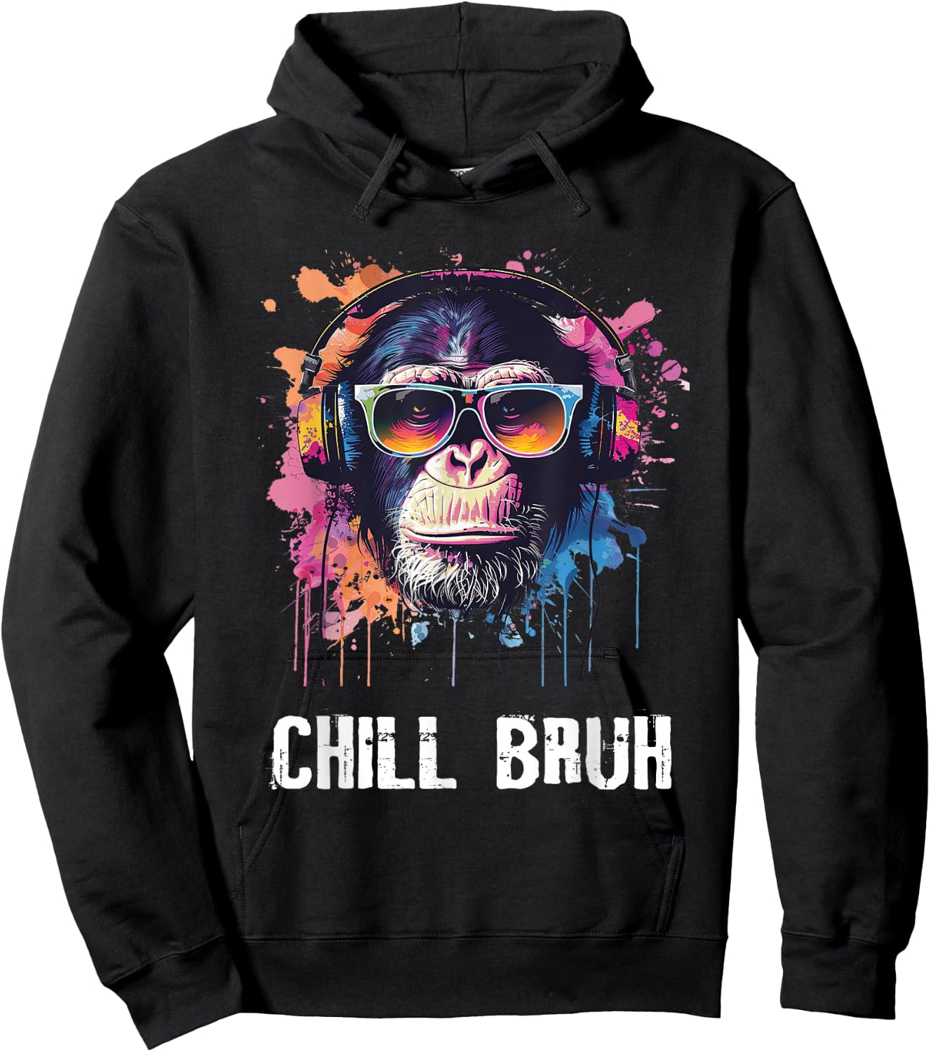 Chill Bruh DJ Monkey Sunglasses Teens Boys Men Hoodie - Hoodie | Black