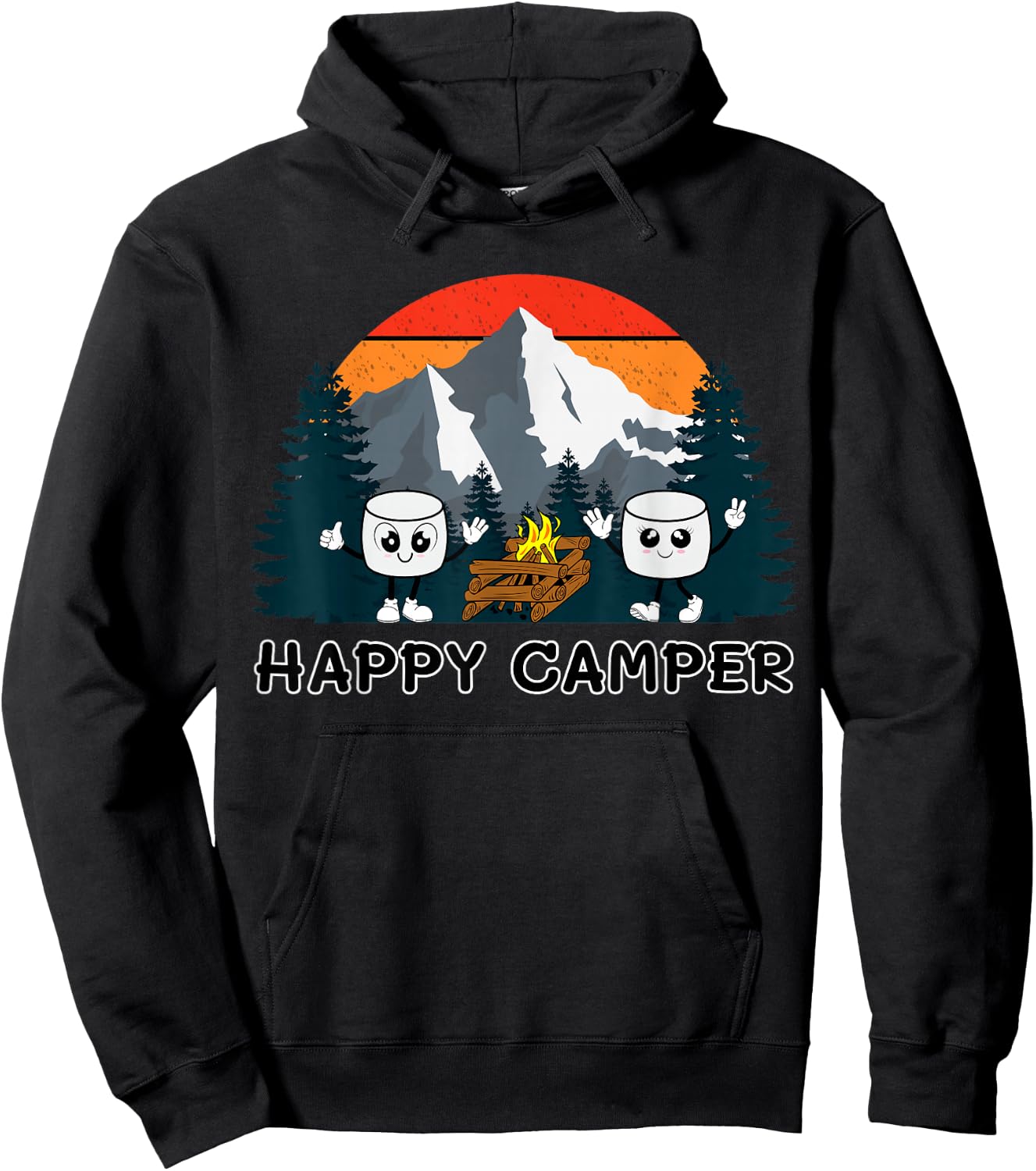 Happy Marshmallow Camper Baby Toddler Kids Cute Marshmallow Hoodie - Hoodie | Black
