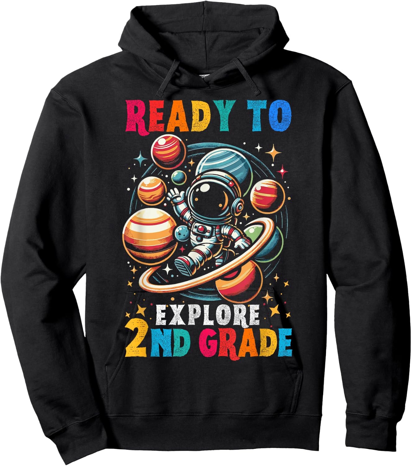 First day Kids Welcome back to School Astronaut 2nd grade Hoodie - Hoodie | Black