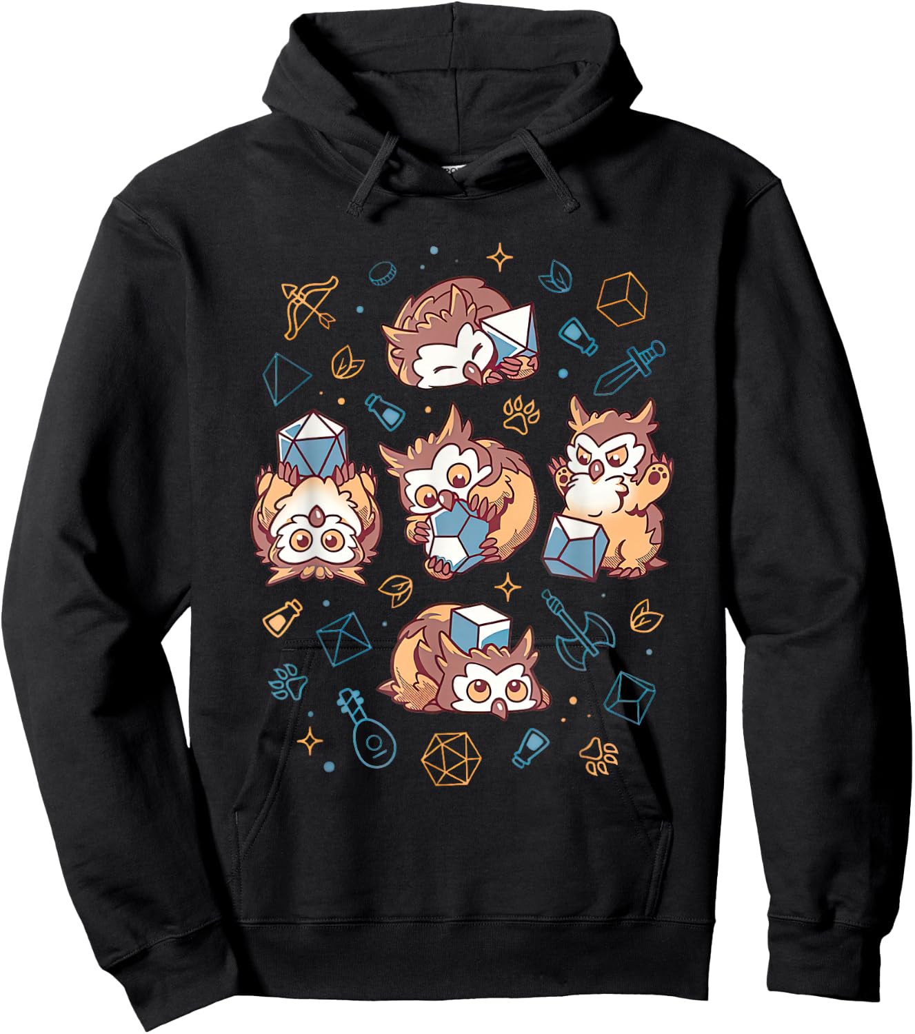 Cute Owl Beast Dice Funny Women Hoodie - Hoodie | Black