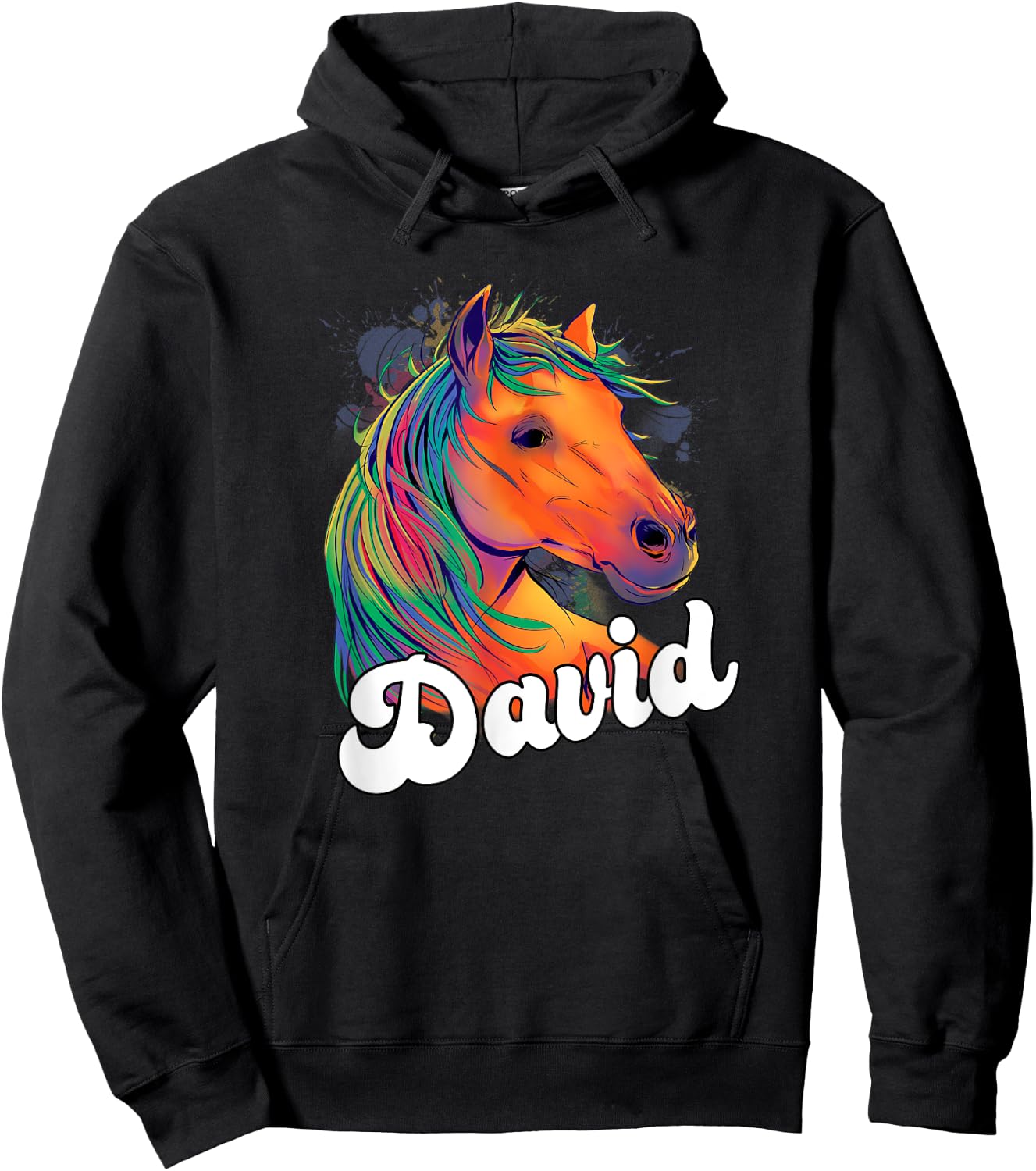 DAVID - Cute Boy Name with beautiful Horse Hoodie - Hoodie | Black