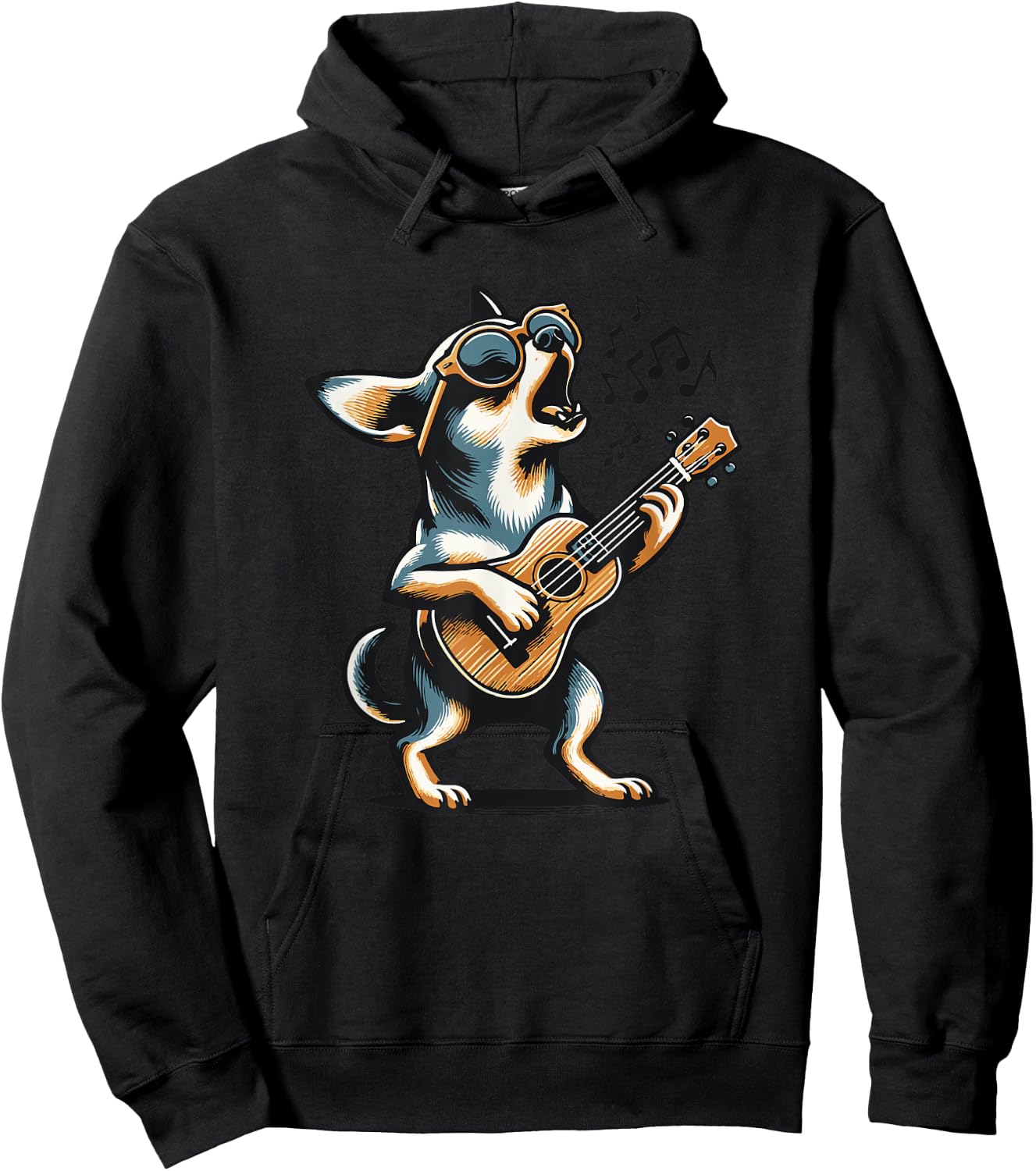 Dog Playing Guitar Singing Chihuahua Funny Dog Mariachi Hoodie - Hoodie | Black