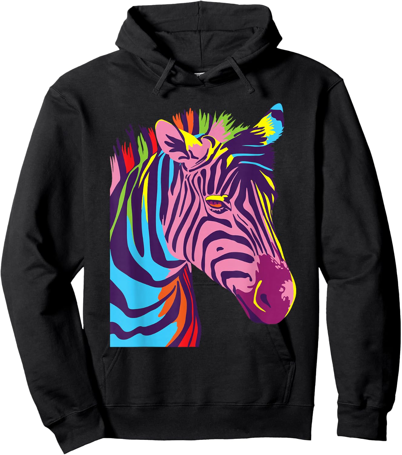 Colorful Zebra Head - Wildlife Biologist Zookeeper Zoologist Hoodie - Hoodie | Black