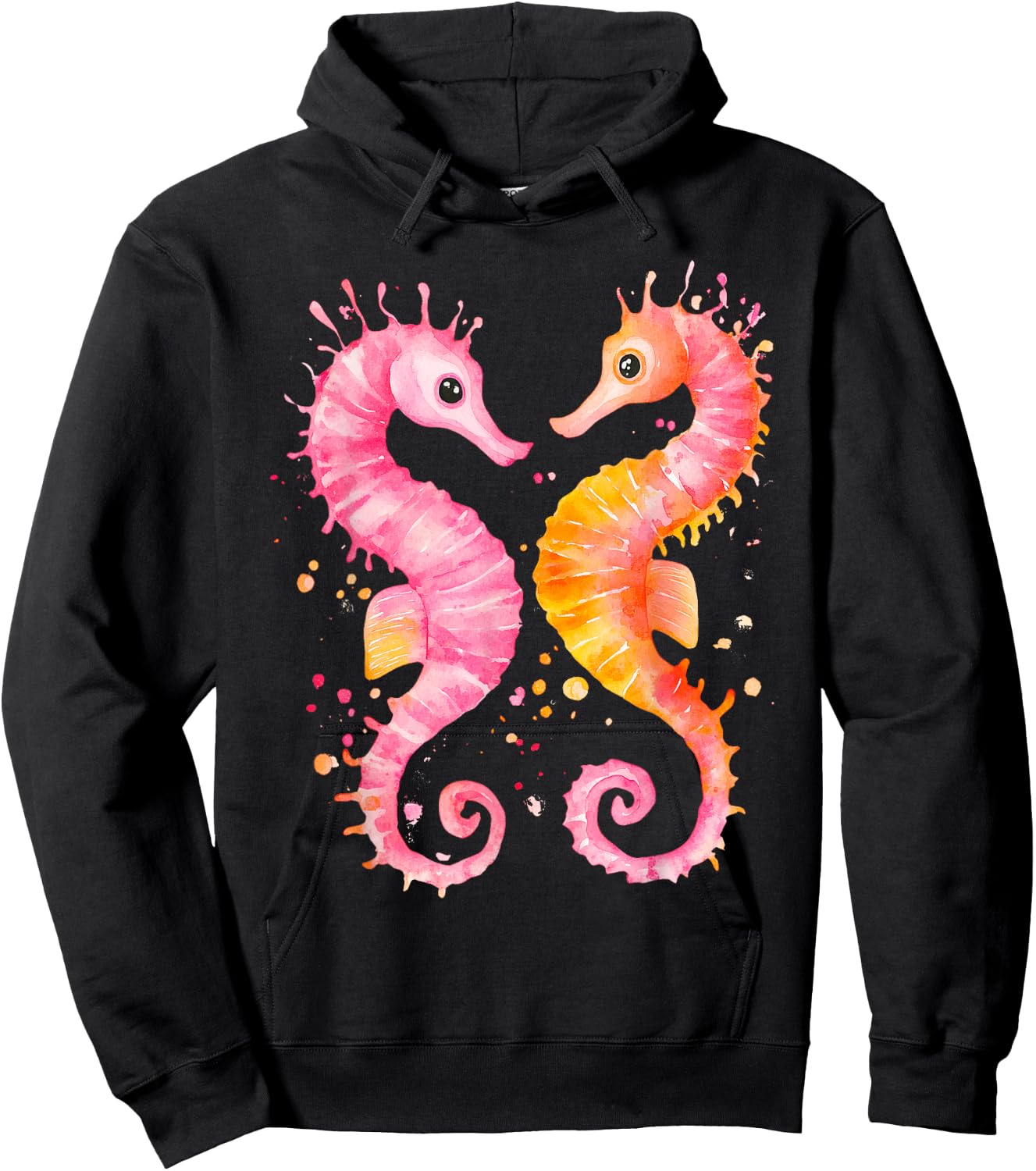 Seahorse Coral Starfish Nautical Art Seahorse lovers Hoodie - Hoodie | Black