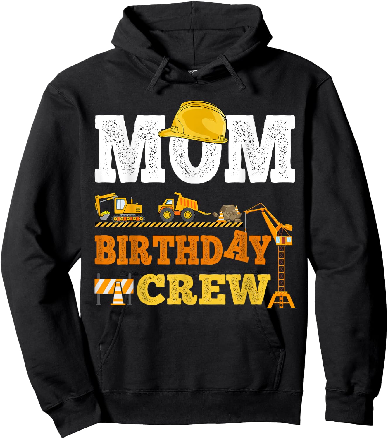 Mom Birthday Crew Construction Excavator Kids Family Set Hoodie - Hoodie | Black