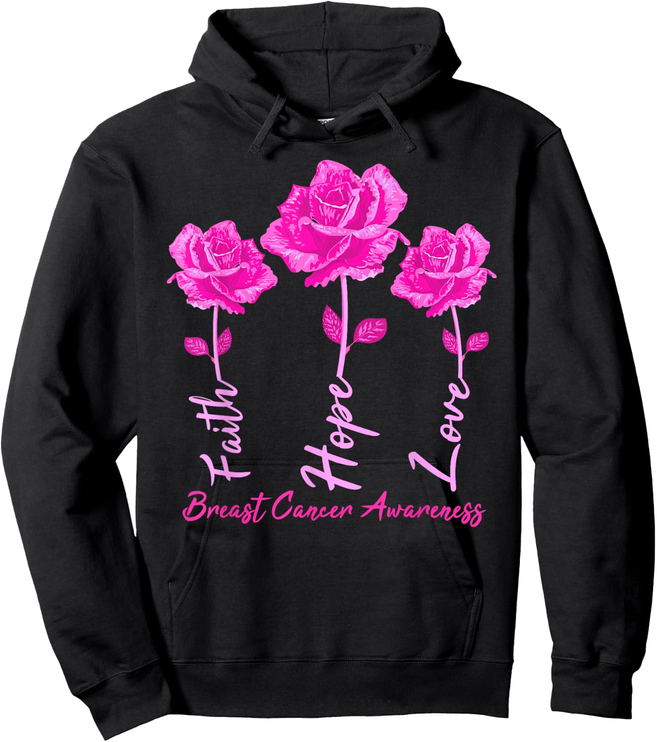 Faith Hope Love Men Pink Tulips Flowers Hoodie - Hoodie | Black