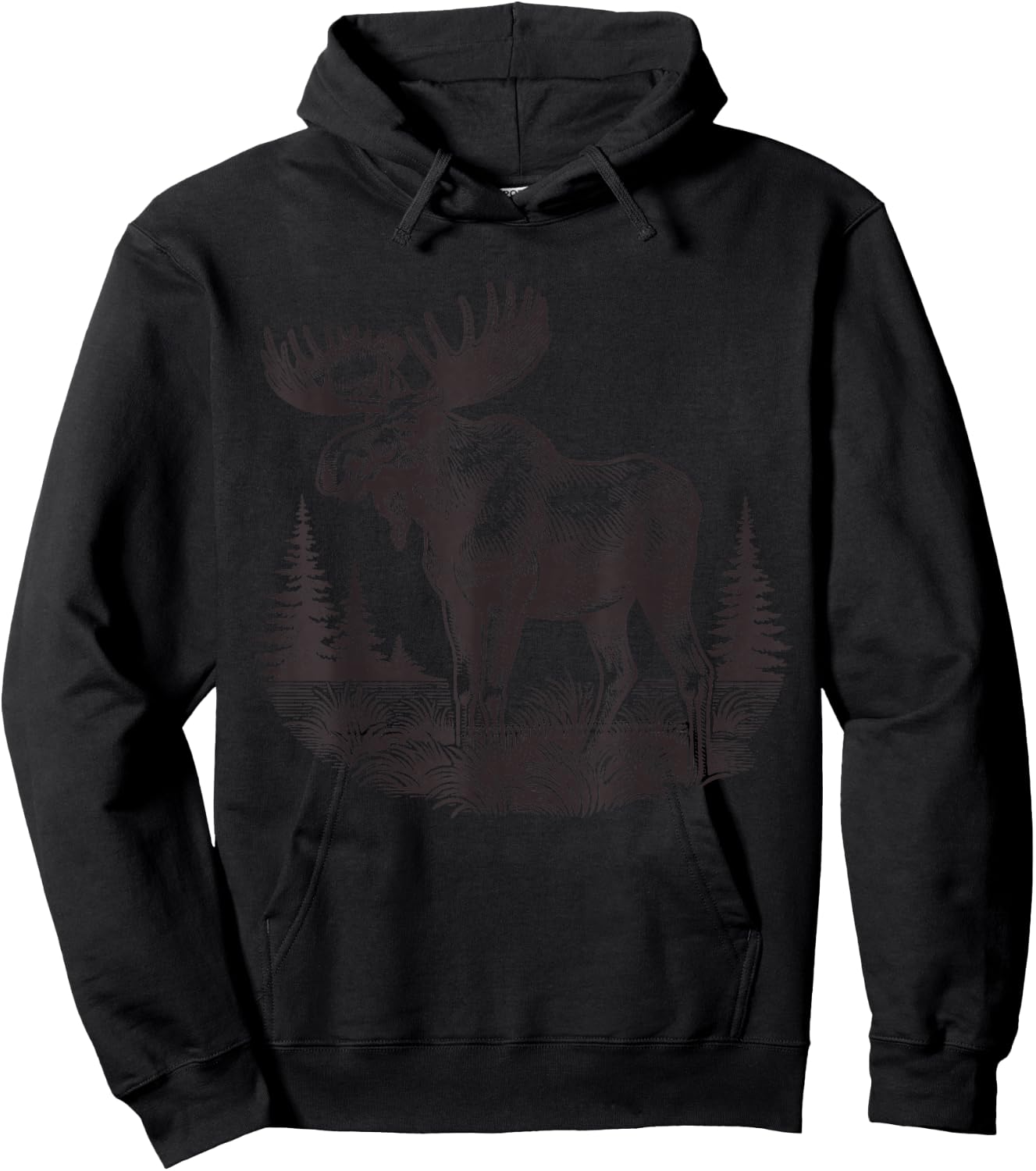 Moose Animal Vintage Moose Hoodie - Hoodie | Black