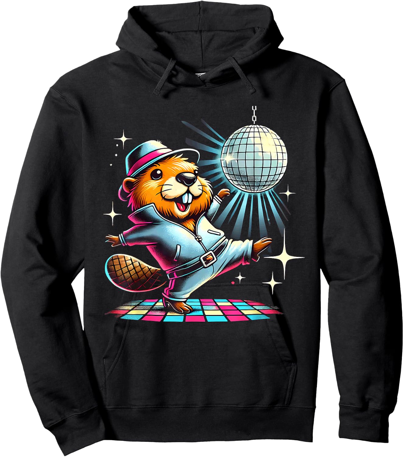 Aesthetic Beaver Dancing Disco Hoodie - Hoodie | Black