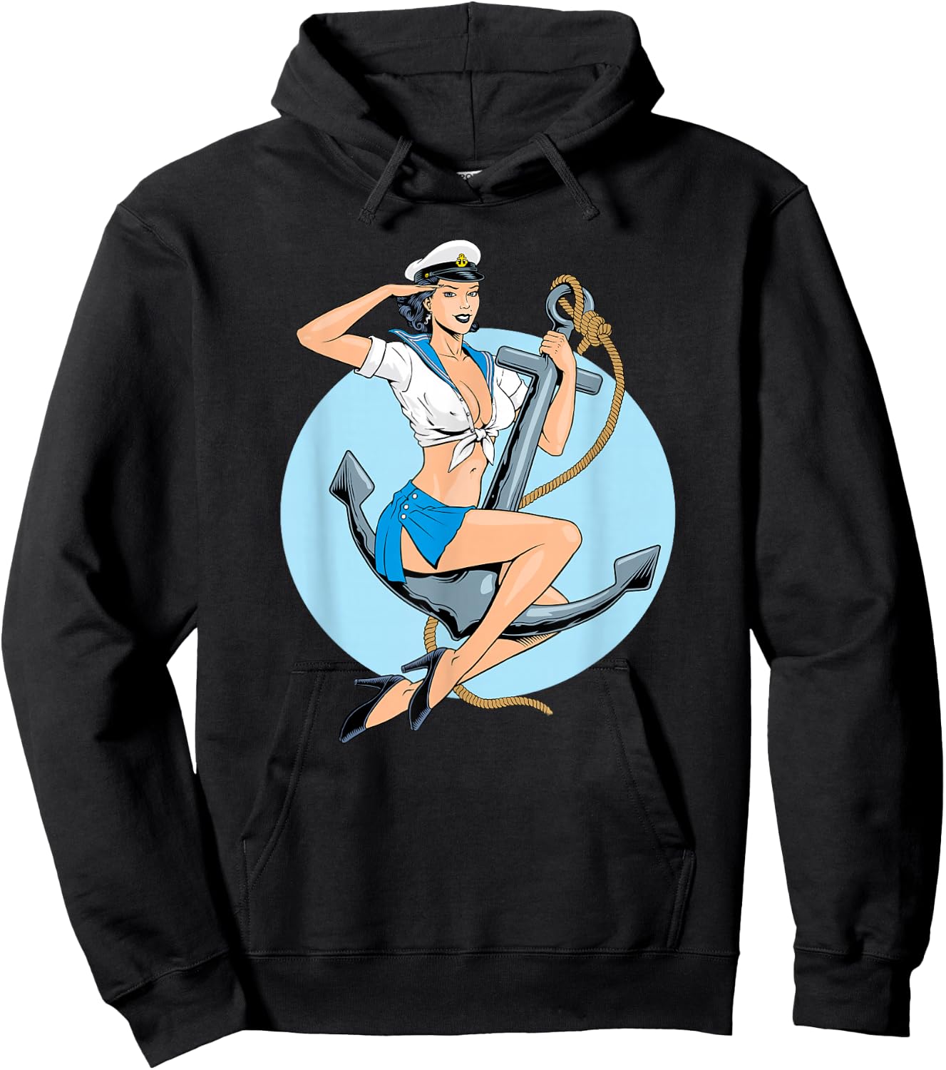 Retro Pin-Up Girl Anchor America Art Vintage Nostalgia Hoodie - Hoodie | Black