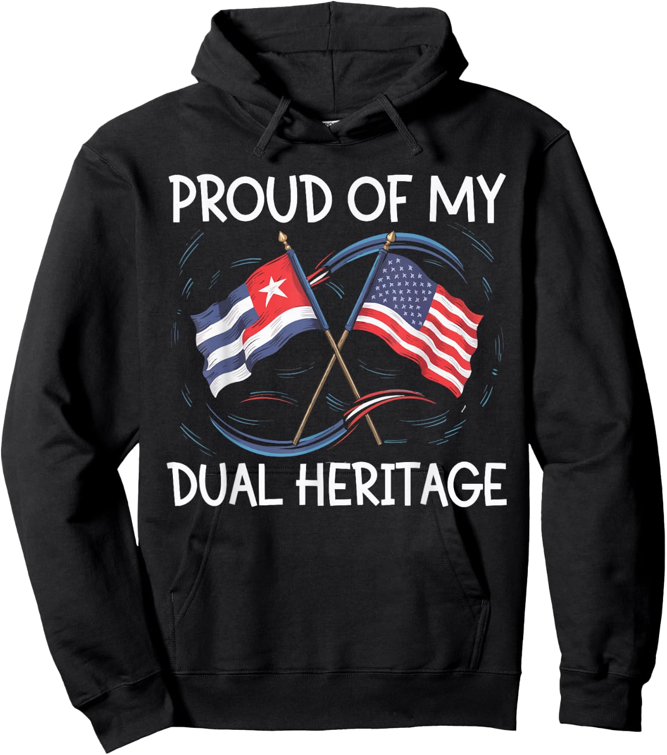 Half Cuban Half American USA Flag Cuba America Hoodie - Hoodie | Black