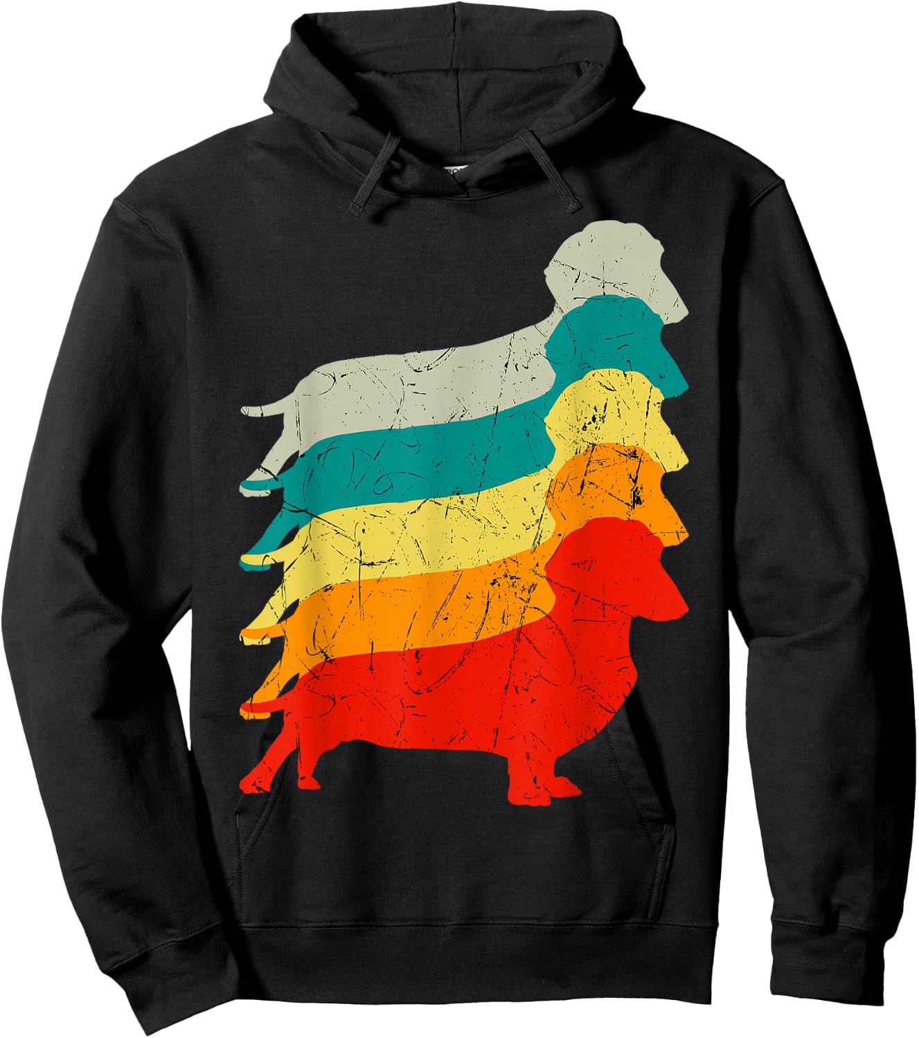 Dachshund Retro Vintage Sausage Dog Lover Hoodie - Hoodie | Black